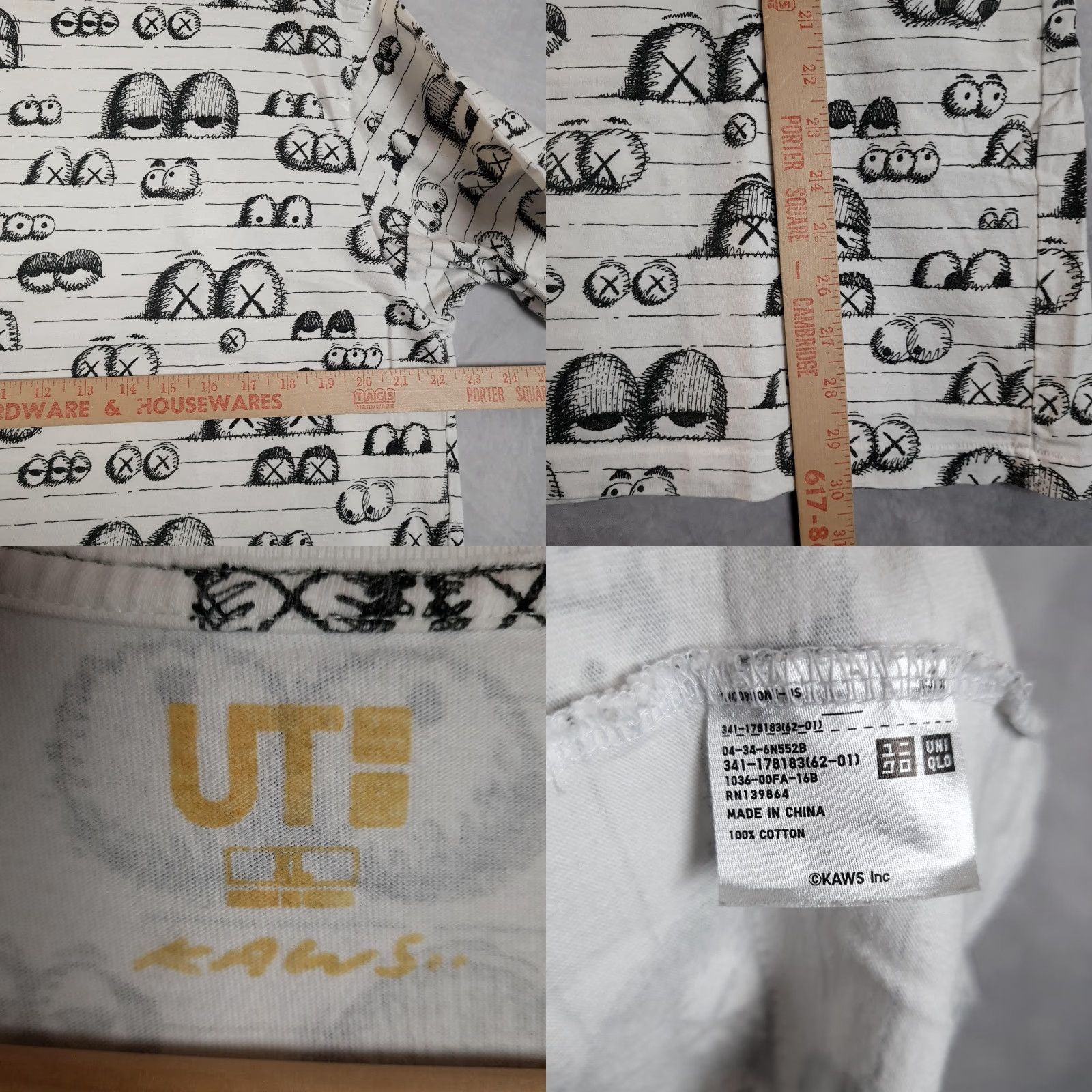 Uniqlo Uniqlo KAWS UT Shirt Mens Large White All Over Eyes Graphic Tee Streetwear Size US L / EU 52-54 / 3 - 9 Thumbnail
