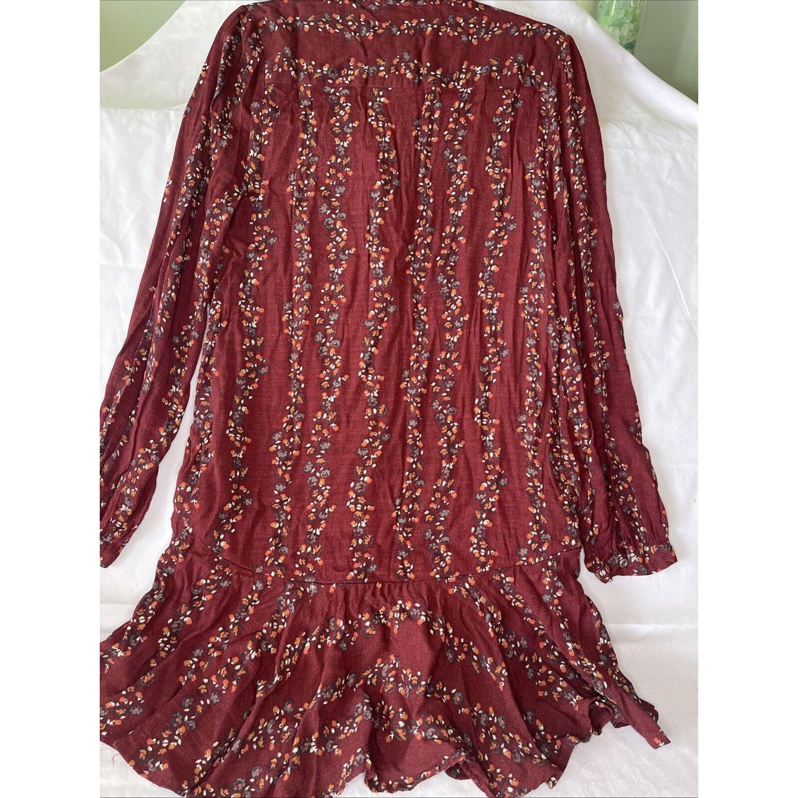 Free People Free People Women's Floral Ruffle Trim Shirt Dress Red Sz M Size M / US 6-8 / IT 42-44 - 5 Thumbnail