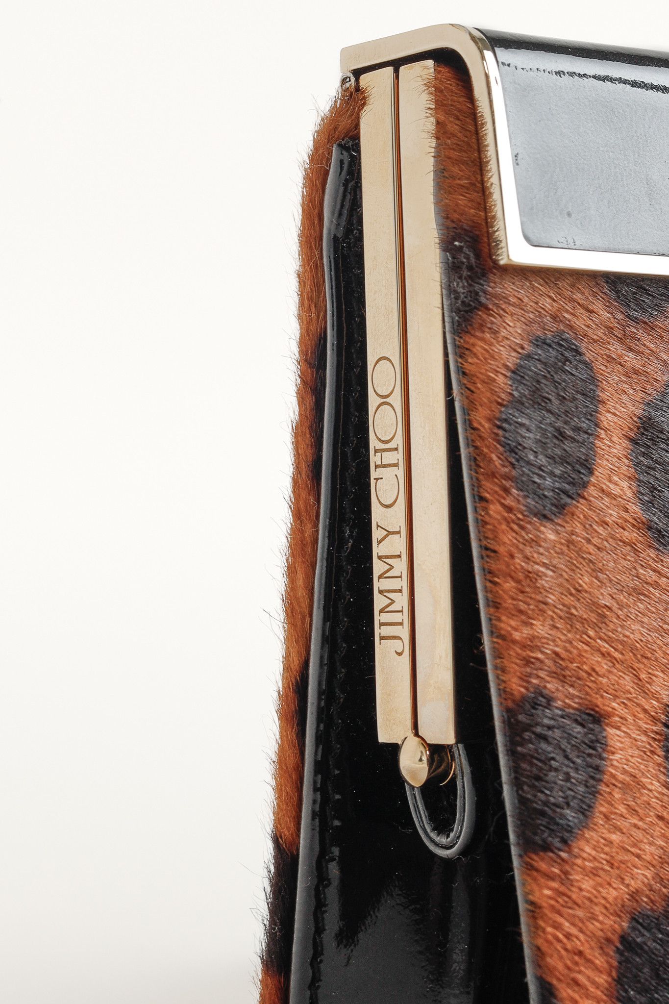 Jimmy Choo Jimmy Choo Cayla Leopard Pony Hair Enamel-Top Clutch Size ONE SIZE - 6 Thumbnail