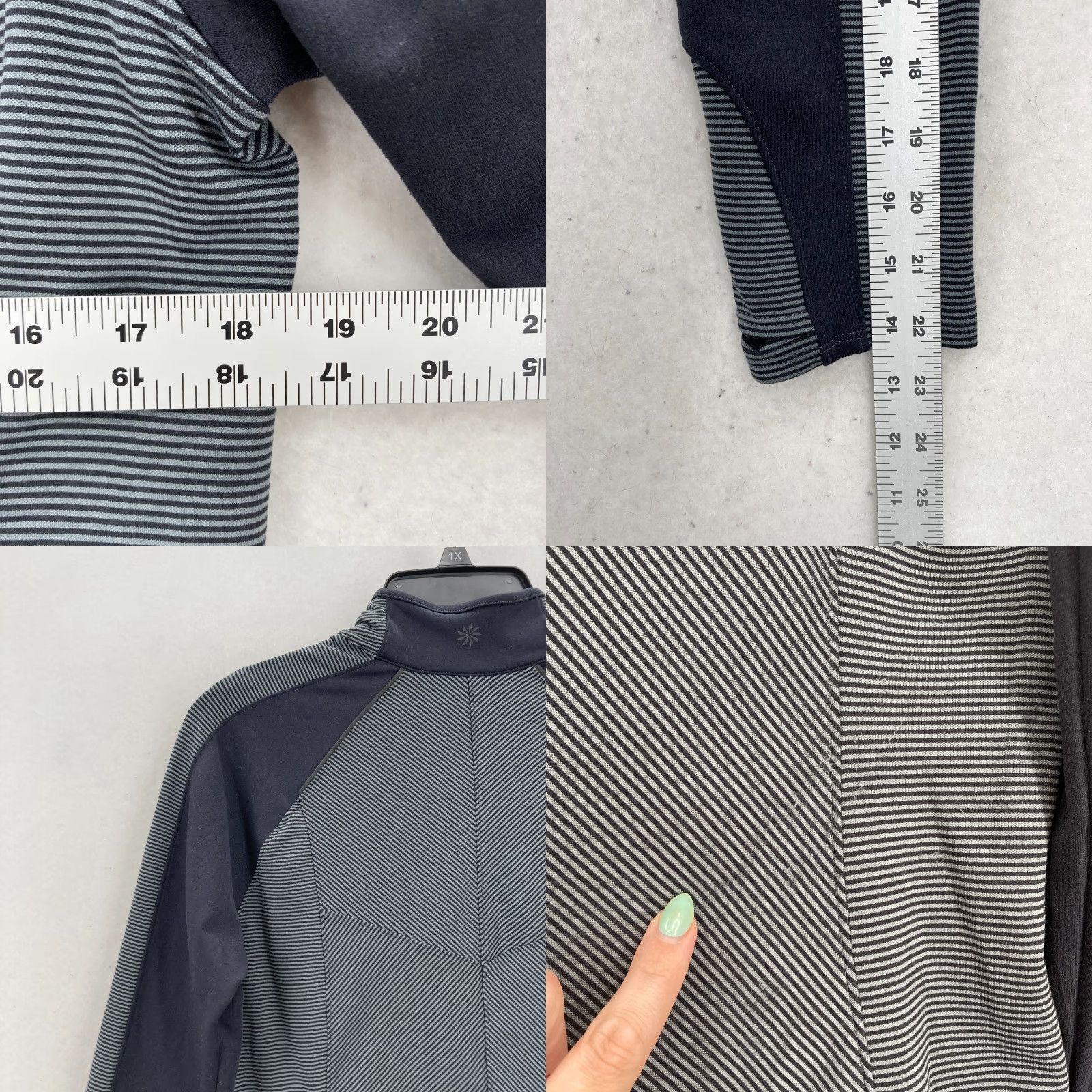 Athleta Athleta Spotlight Pullover Shirt Women Large Black Gray Run Half Zip Stretch Size L / US 10 / IT 46 - 8 Thumbnail