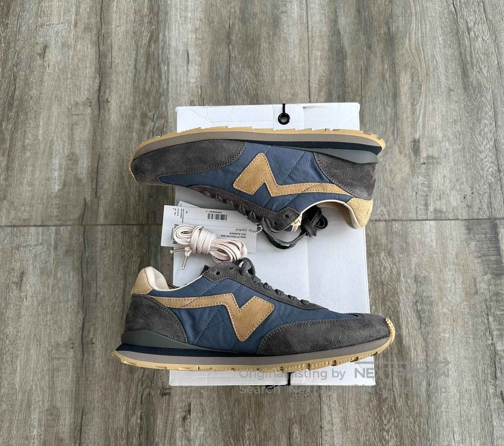 visvim fkt runner blue italian leather sneakers.
