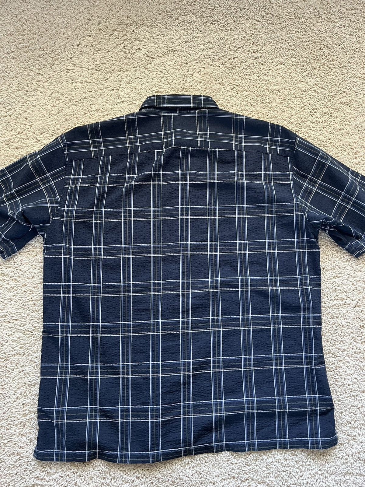JW Anderson × Uniqlo Uniqlo JW Anderson Seersucker Shirt Short Sleeve Navy Size US M / EU 48-50 / 2 - 5 Thumbnail