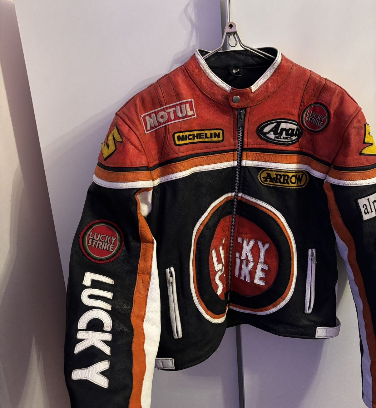 Vintage 90s Lucky Strike Leather Jacket Alpinestars