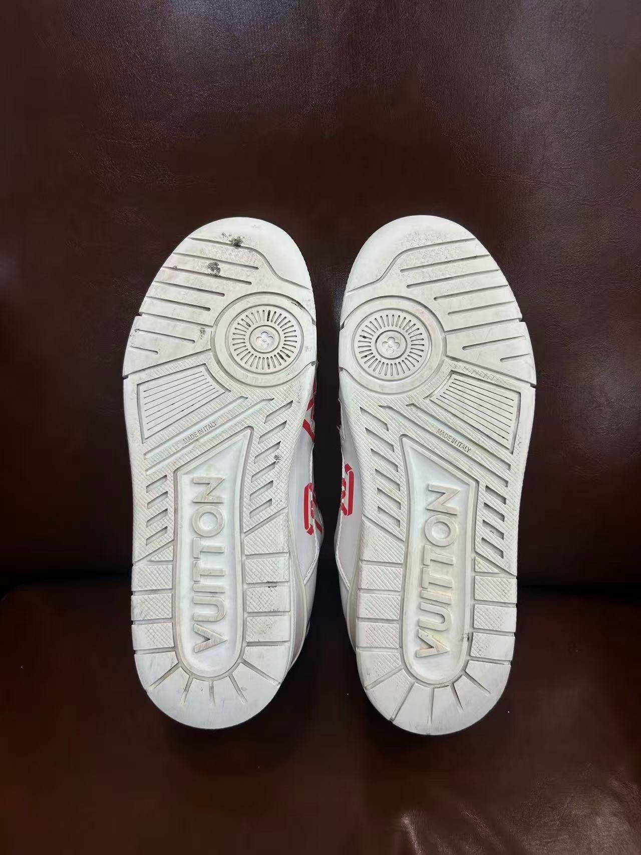 Louis Vuitton LV Trainer White Red Logo Size US 6.5 / EU 39-40 - 5 Thumbnail