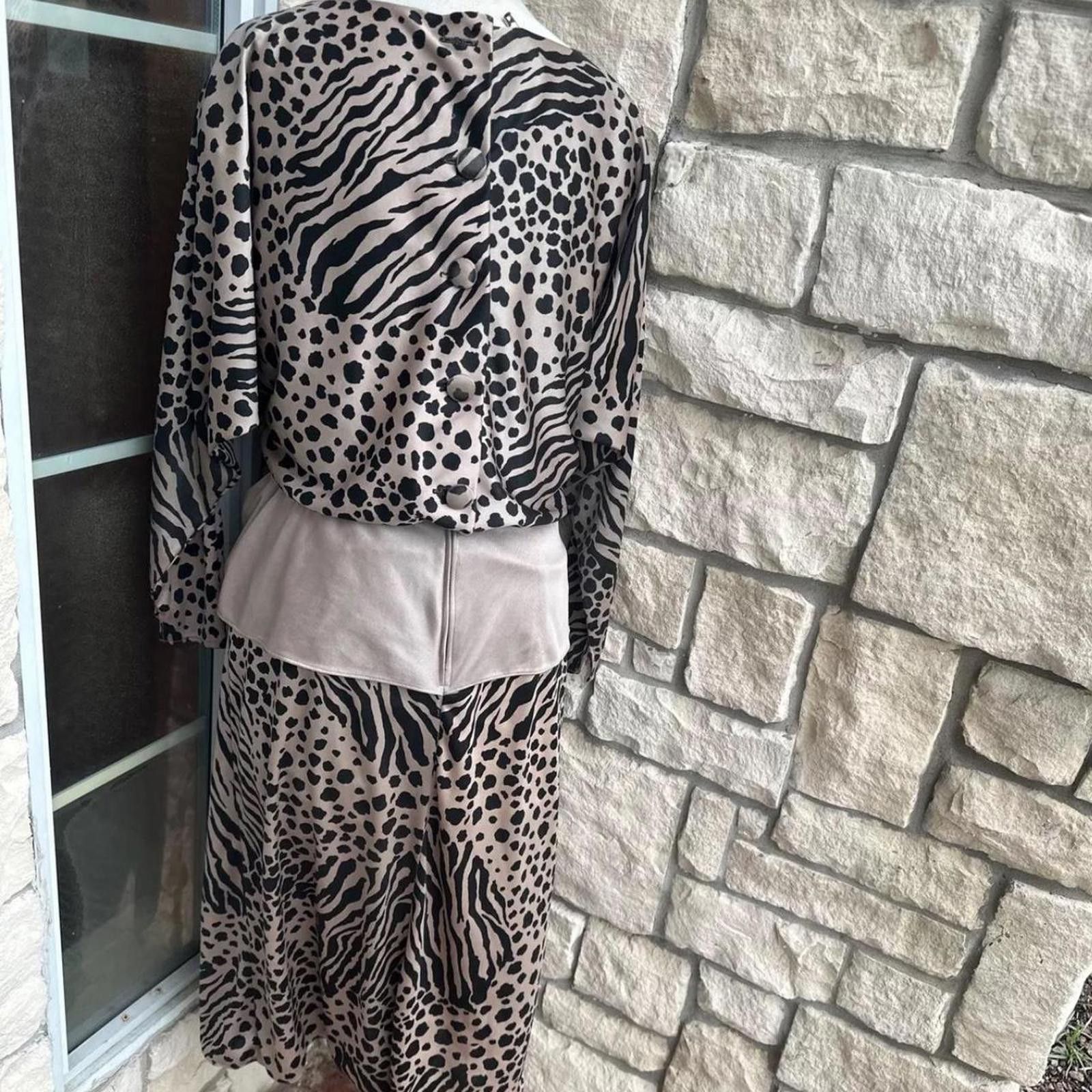 Other Vintage 70s ebra Animal Print Blouson Dress Sz Medium(6/8) Size M / US 6-8 / IT 42-44 - 3 Thumbnail