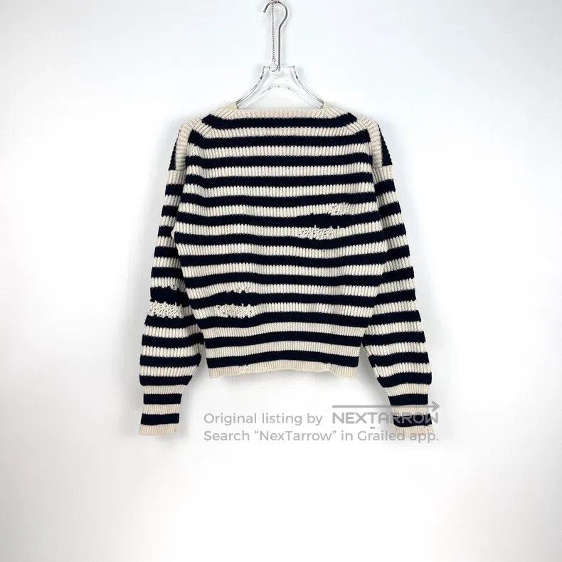 Dior Dior Dark blue striped bee logo wool cashmere sweater Size XS / US 0-2 / IT 36-38 - 4 Thumbnail