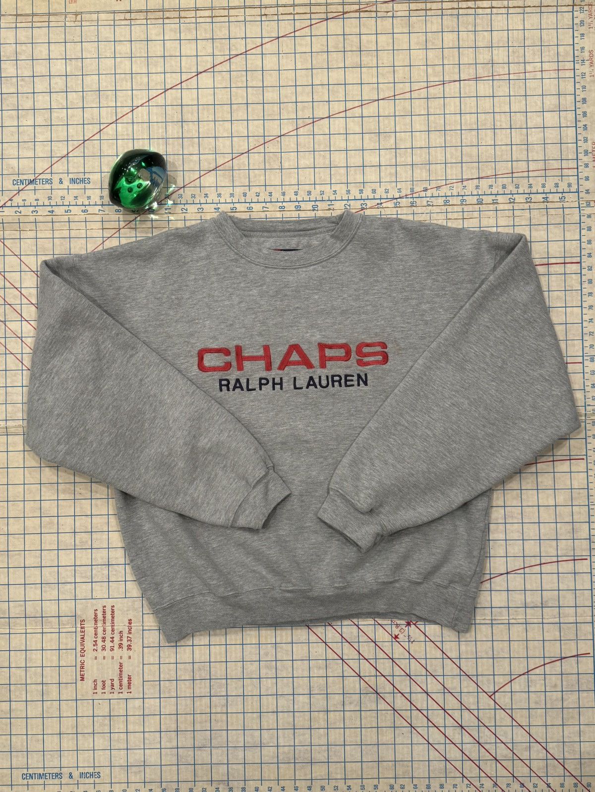 Chaps Vintage Chaps Ralph Lauren Spell Out Crewneck Sweater Gray L Size US L / EU 52-54 / 3 - 5 Thumbnail