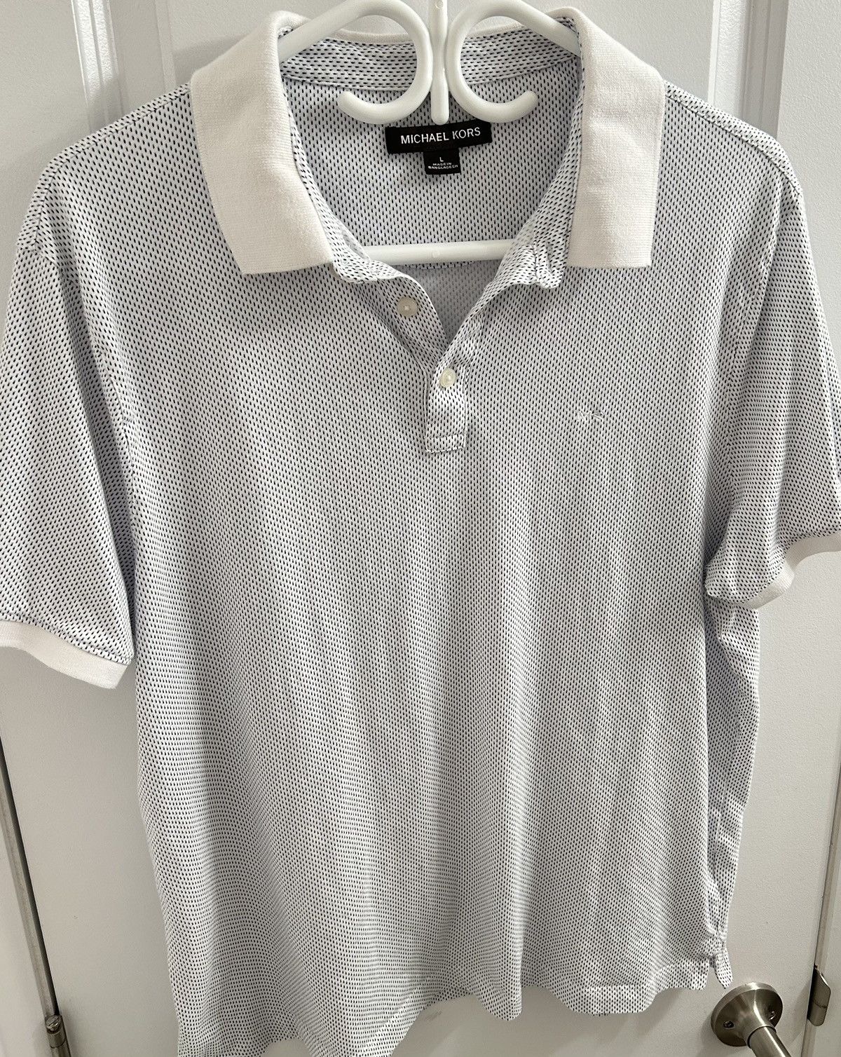 Michael Kors Michael Kors Men White And Blue Dotted Polo Shirt - Size L Size US L / EU 52-54 / 3 - 2 Thumbnail