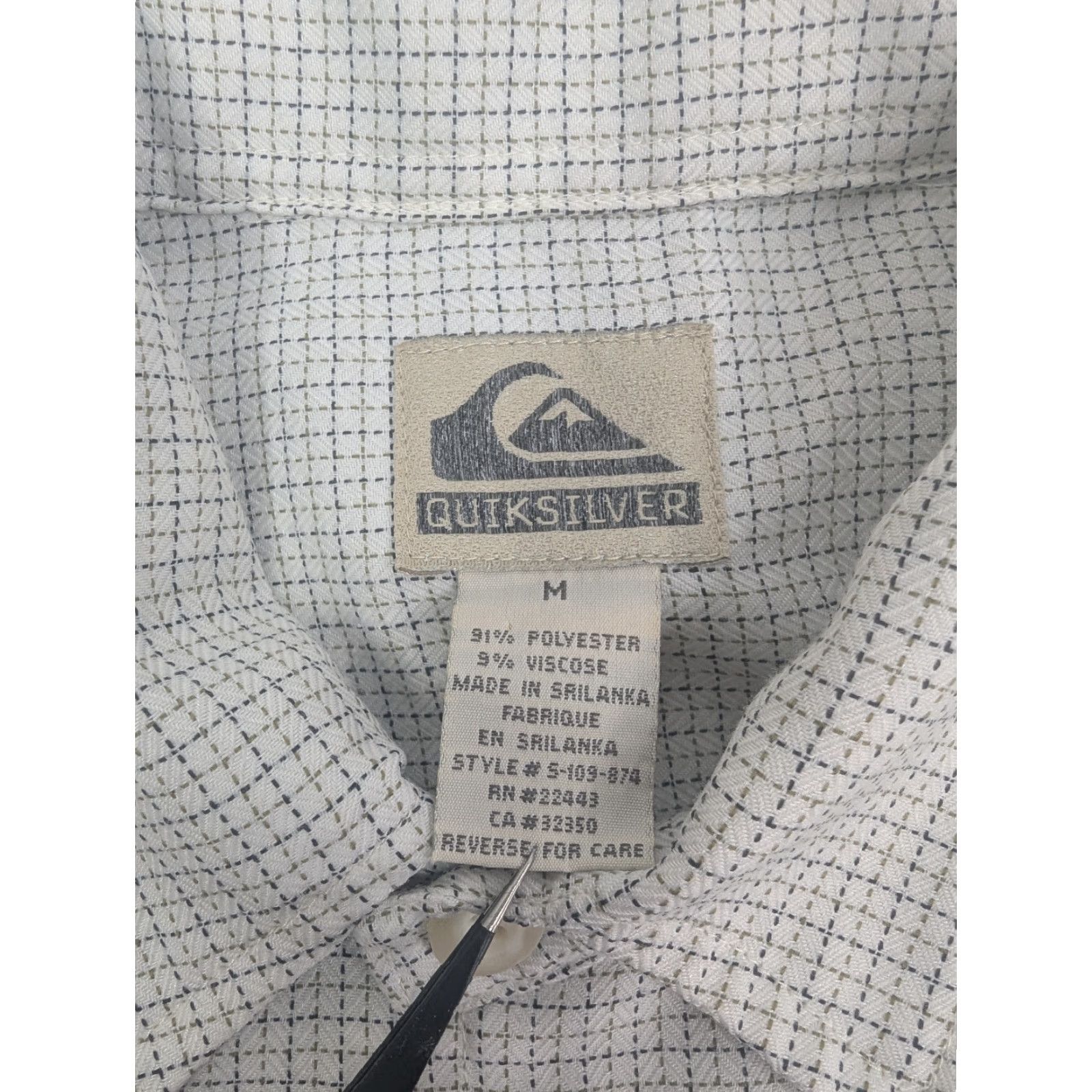 Quiksilver Quiksilver Shirt White M Short Sleeve Button Check Cotton Skating Surfing Y2K Mens Size US 31 - 6 Thumbnail