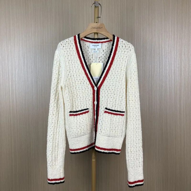 Thom Browne Thom Browne Women's Colorblock Wool Cardigan 0089 Size L / US 10 / IT 46 - 1 Thumbnail