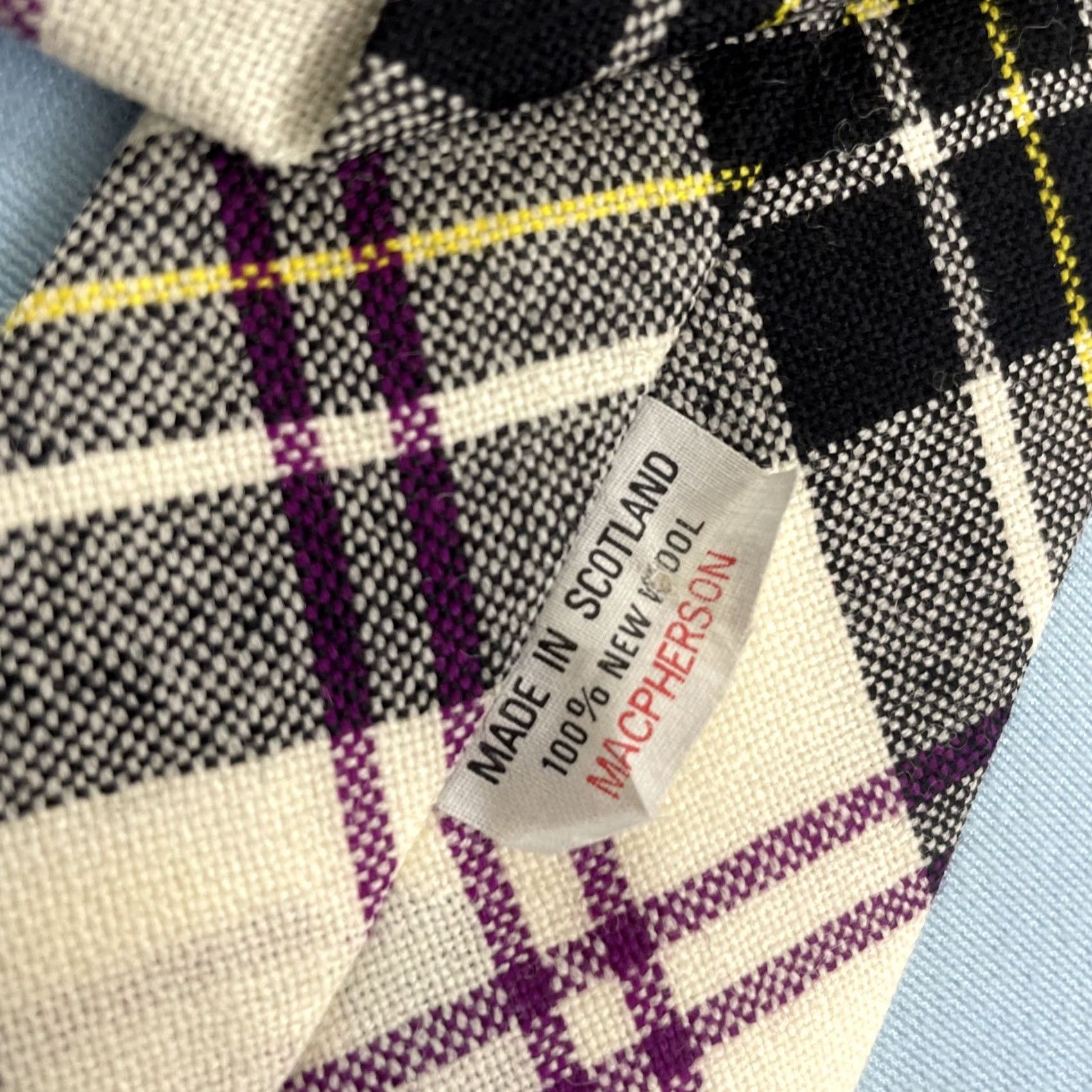 Vintage VINTAGE Macpherson Scotland 100% New Wool Cloth Tie Plaid Purple Blue Necktie 3x54 EUC | Designer | Mens Size ONE SIZE - 7 Thumbnail