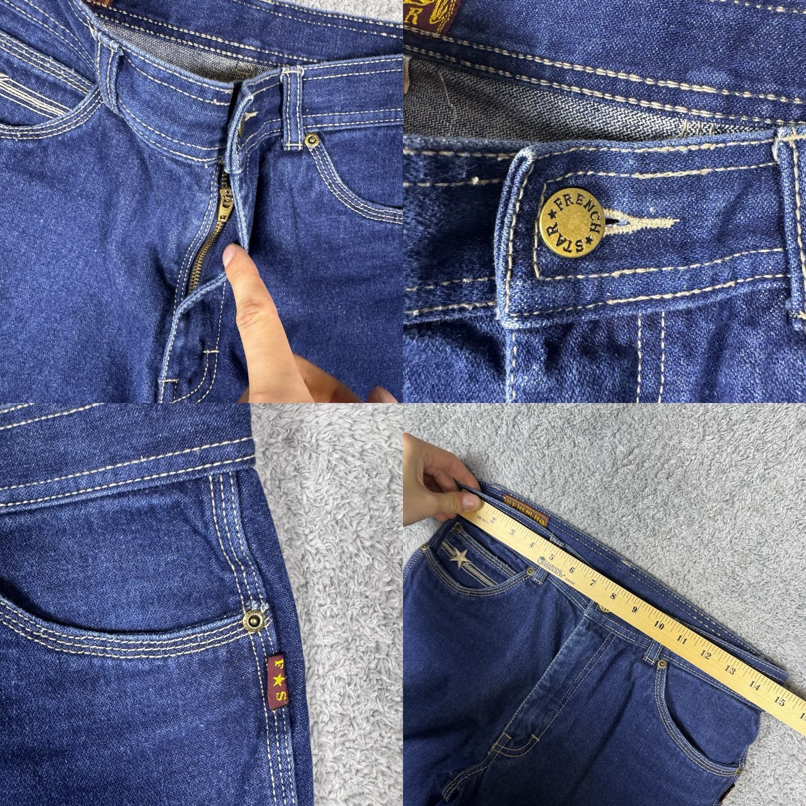 Vintage VINTAGE French Star Jeans Unisex 30x34 Bootcut Bellbottom Flare 70s 80s Darkwash Blue Denim Jeans Mens Womens Size US 30 / EU 46 - 8 Thumbnail