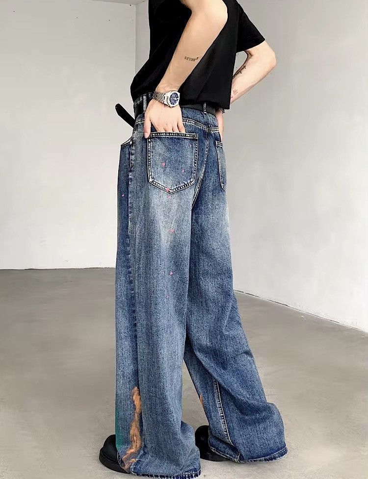 Designer × Vintage Streetwear Graffiti Loose Straight Jeans Size US 28 / EU 44 - 5 Thumbnail