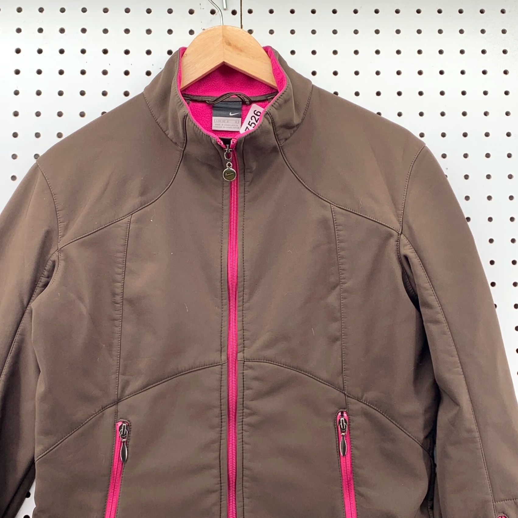 Nike VINTAGE NIKE Windbreaker Jacket Womens L Brown Pink Fleece Lined Full Zip All Seasons USA Womens Size L / US 10 / IT 46 - 2 Thumbnail