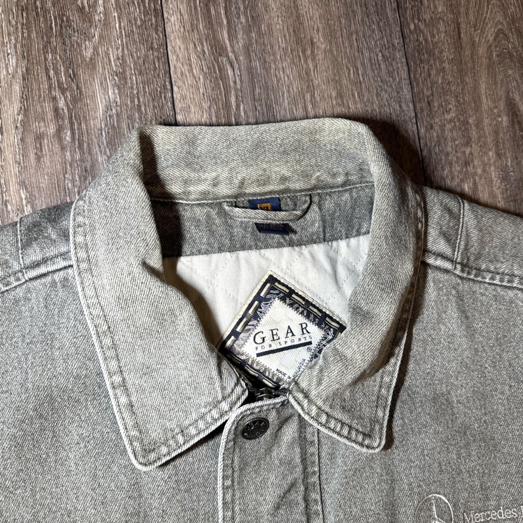 Mercedes-Benz VINTAGE Mercedes-Benz Bomber Jacket Denim Gray XL Men's Car Style Jacket Size US XL / EU 56 / 4 - 5 Thumbnail