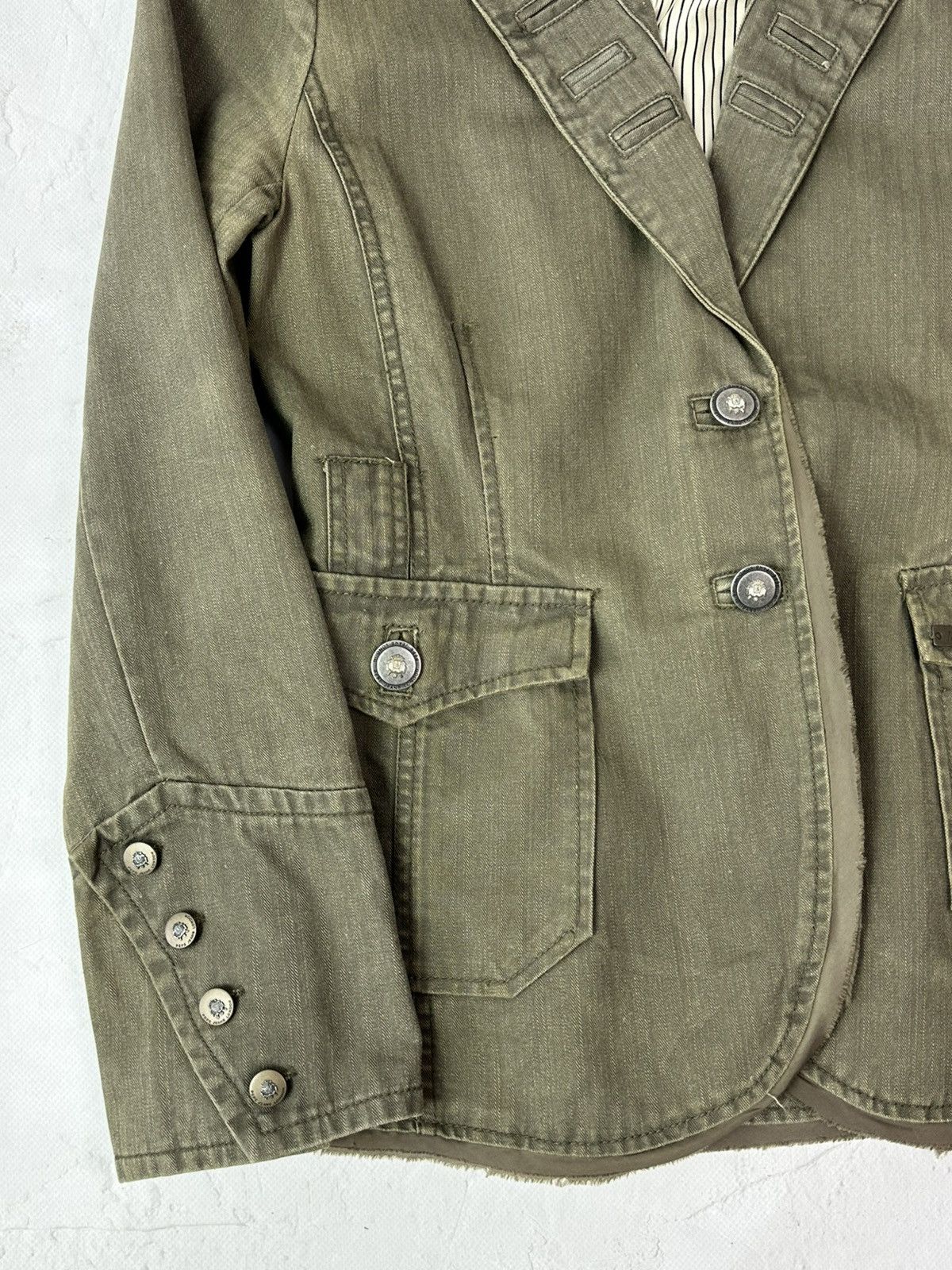 Le Grande Bleu (L.G.B.) Vintage Khaki Metal Buttons Jacket Size L / US 10 / IT 46 - 4 Thumbnail