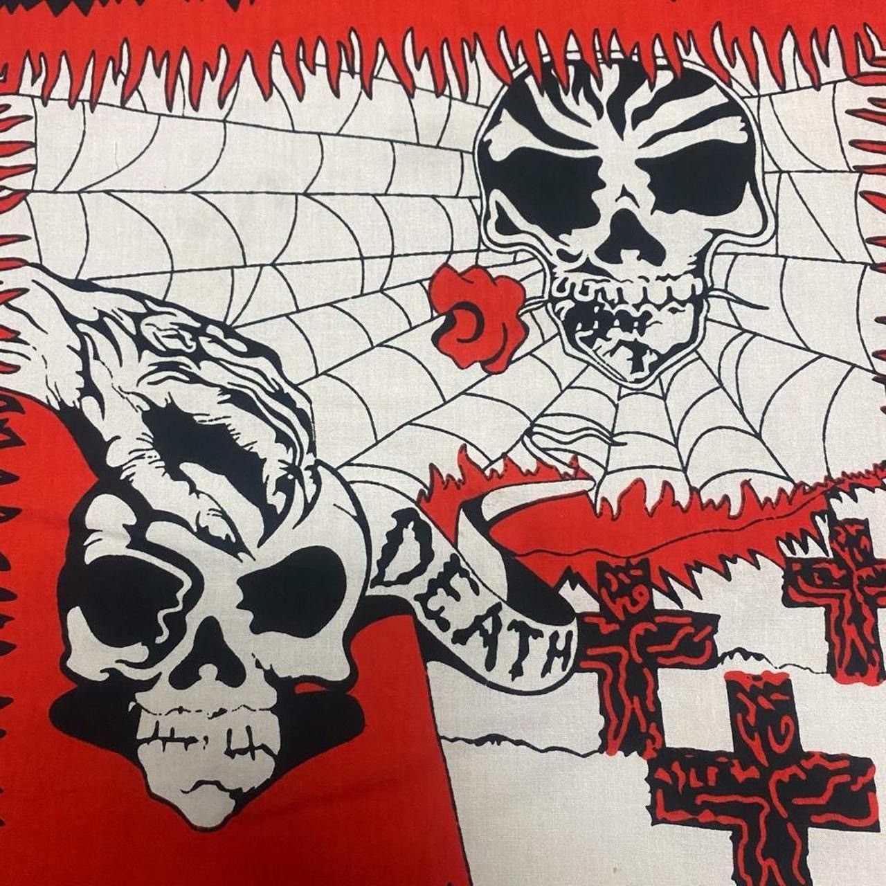Other Vintage skull and spider web black and red graphic bandana Size ONE SIZE - 2 Thumbnail