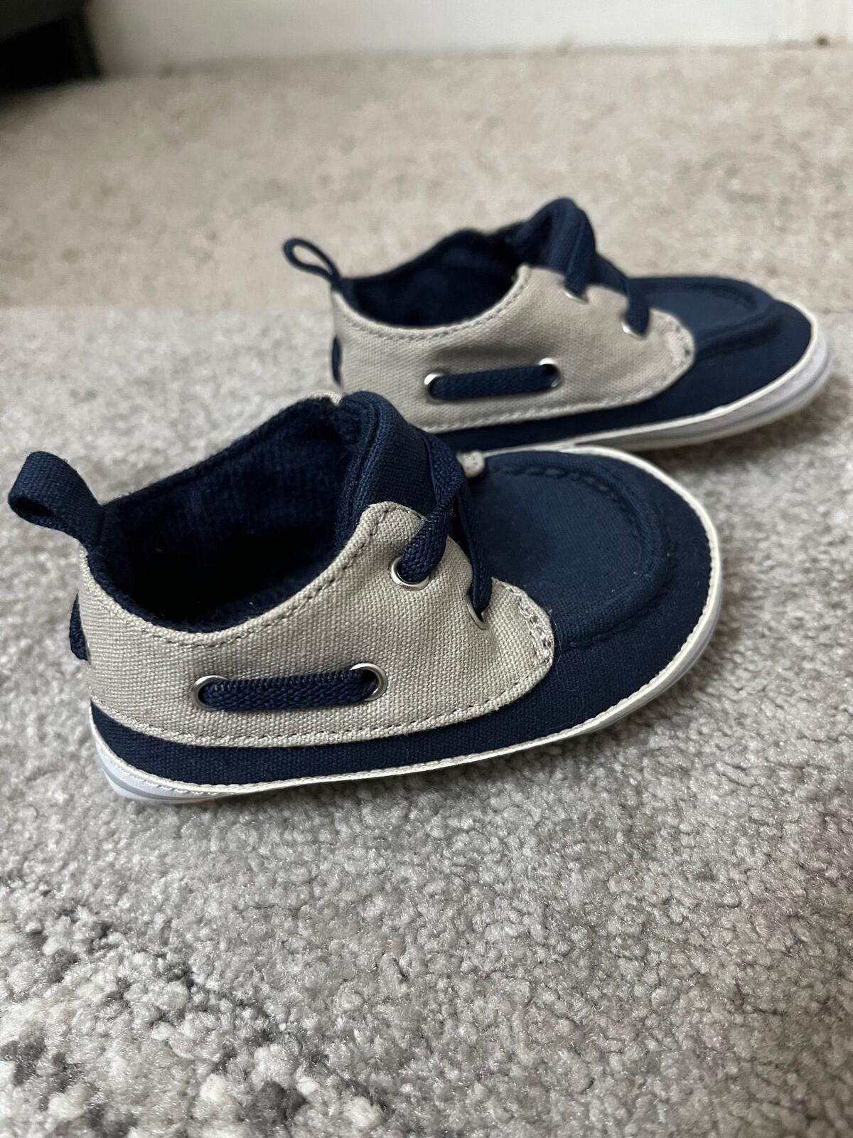 Other Baby Boat Shoes 3-6M Navy Tan Preppy Slip On Size ONE SIZE - 2 Thumbnail