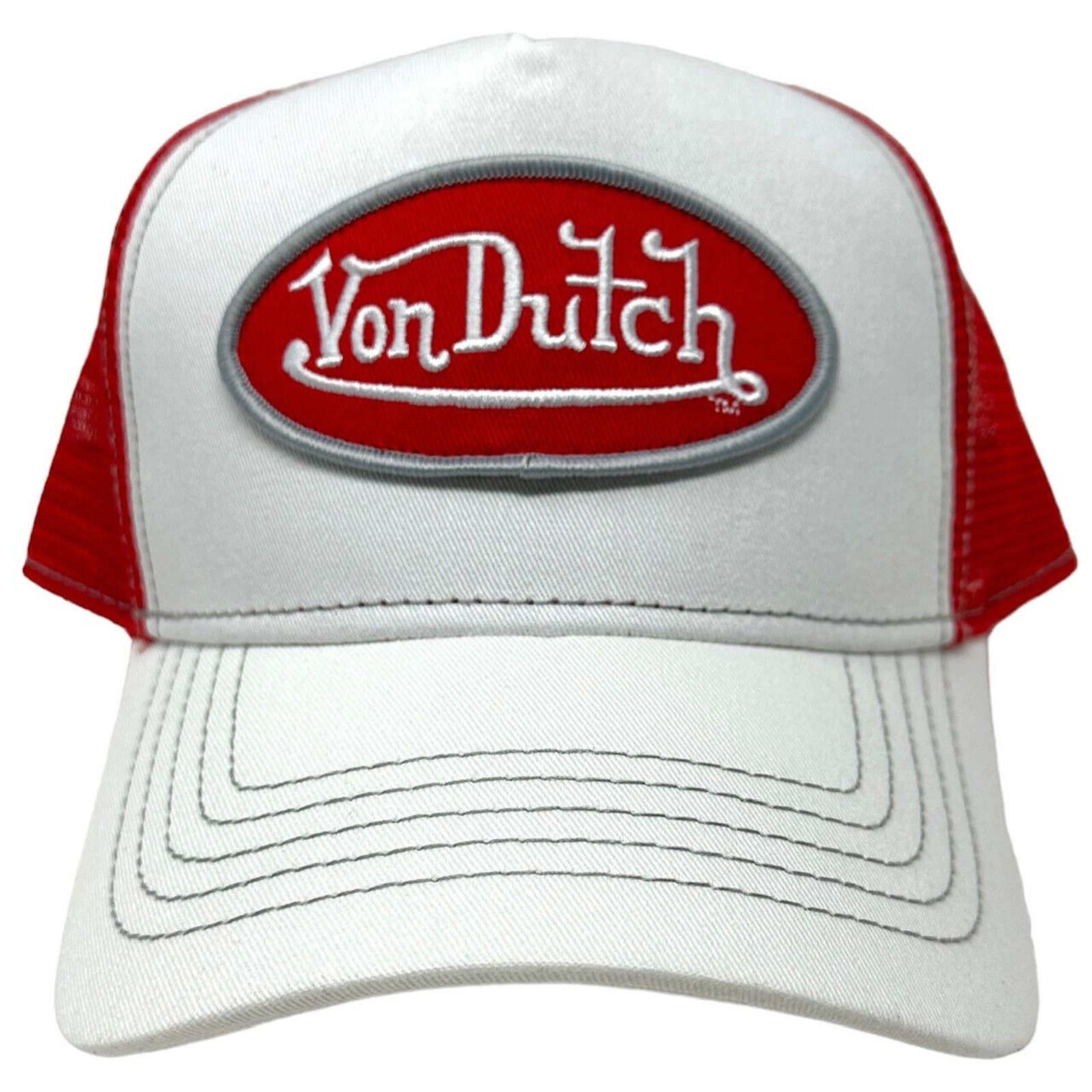 Von Dutch Von Dutch Trucker Hat White & Red Embroidered Logo Cap Size ONE SIZE - 2 Thumbnail