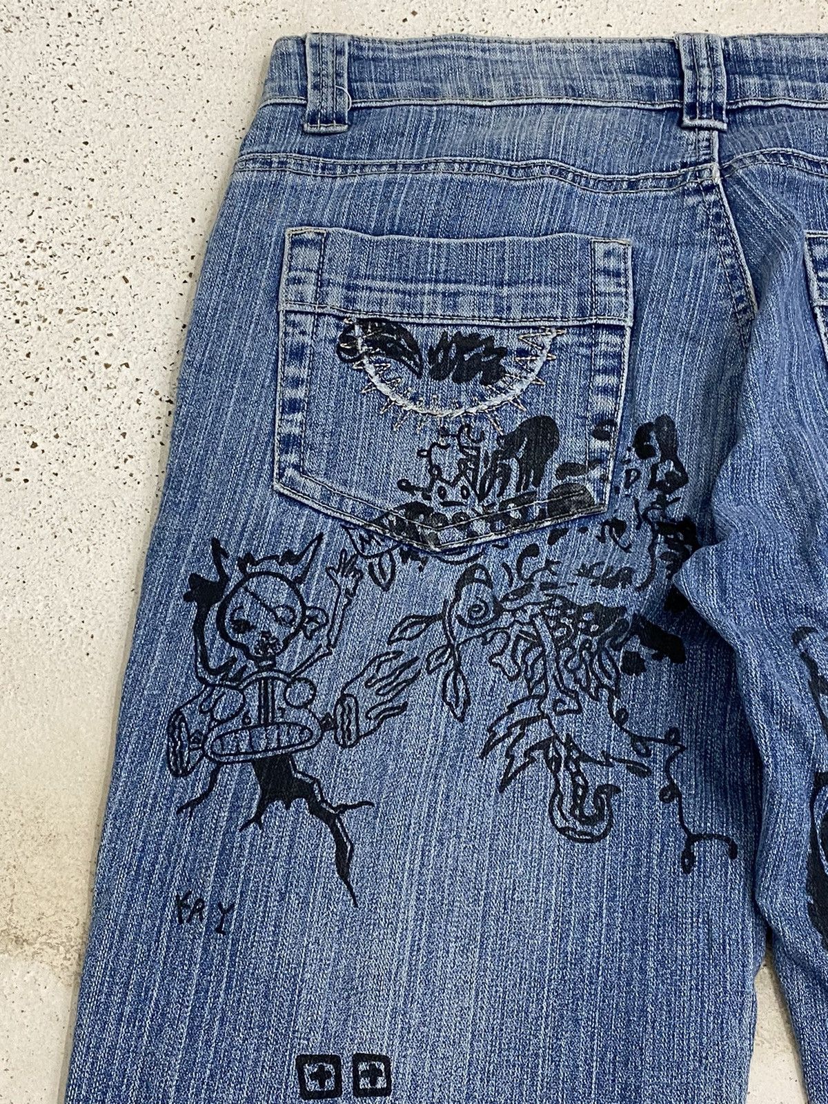 If Six Was Nine Flare Jean Xin Taii Classic Wear Art Black Tattoo Graphics Size US 29 - 12 Thumbnail