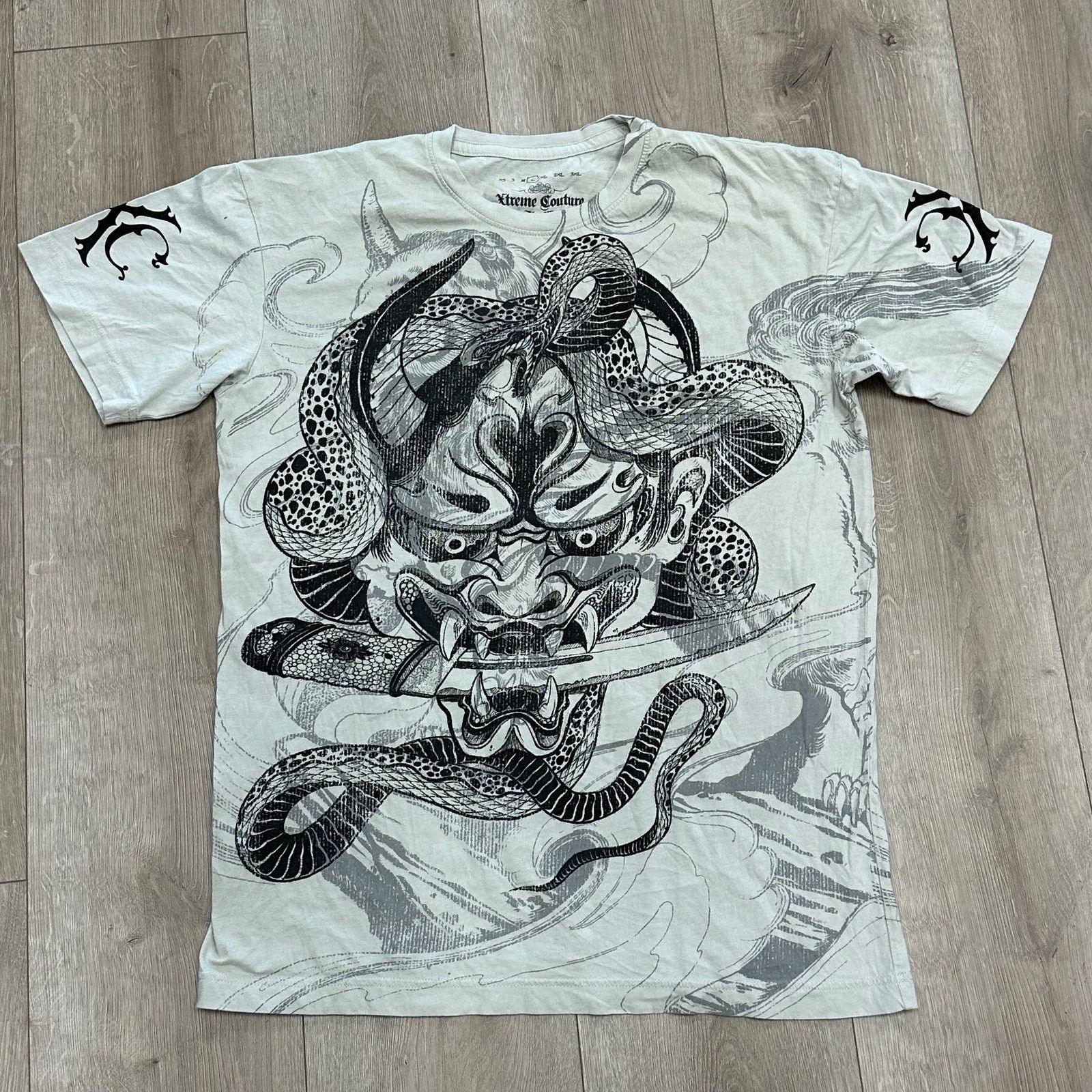 Affliction Xtreme Couture Affliction Japanse Art Gray Black Tee Large Size US L / EU 52-54 / 3 - 1 Thumbnail