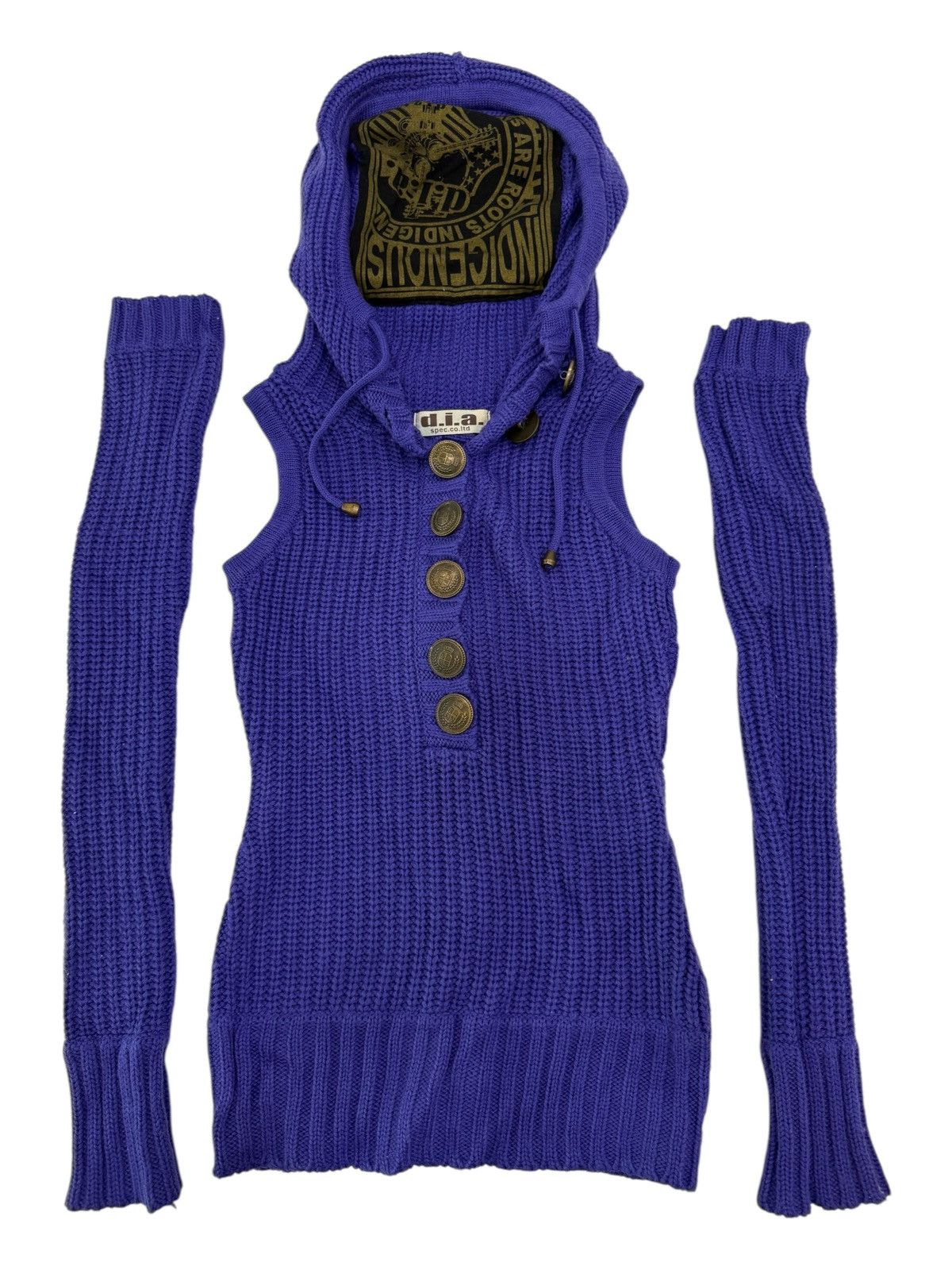 Japanese Brand D.I.A Studded Purple Knit Hoodie Size XS / US 0-2 / IT 36-38 - 1 Thumbnail