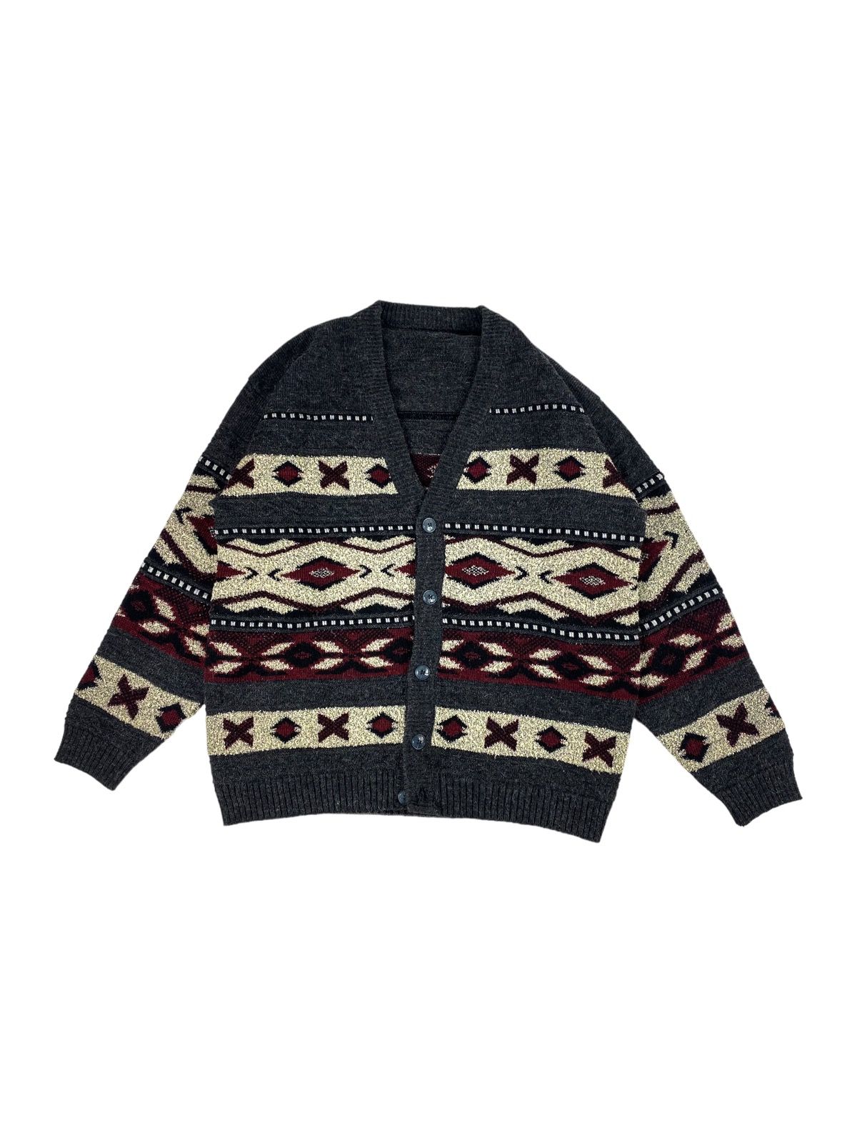 Pre-owned Coloured Cable Knit Sweater X Coogi Colored Vintage Aztec Cardigan Size Large By Missoni Style In Multicolor