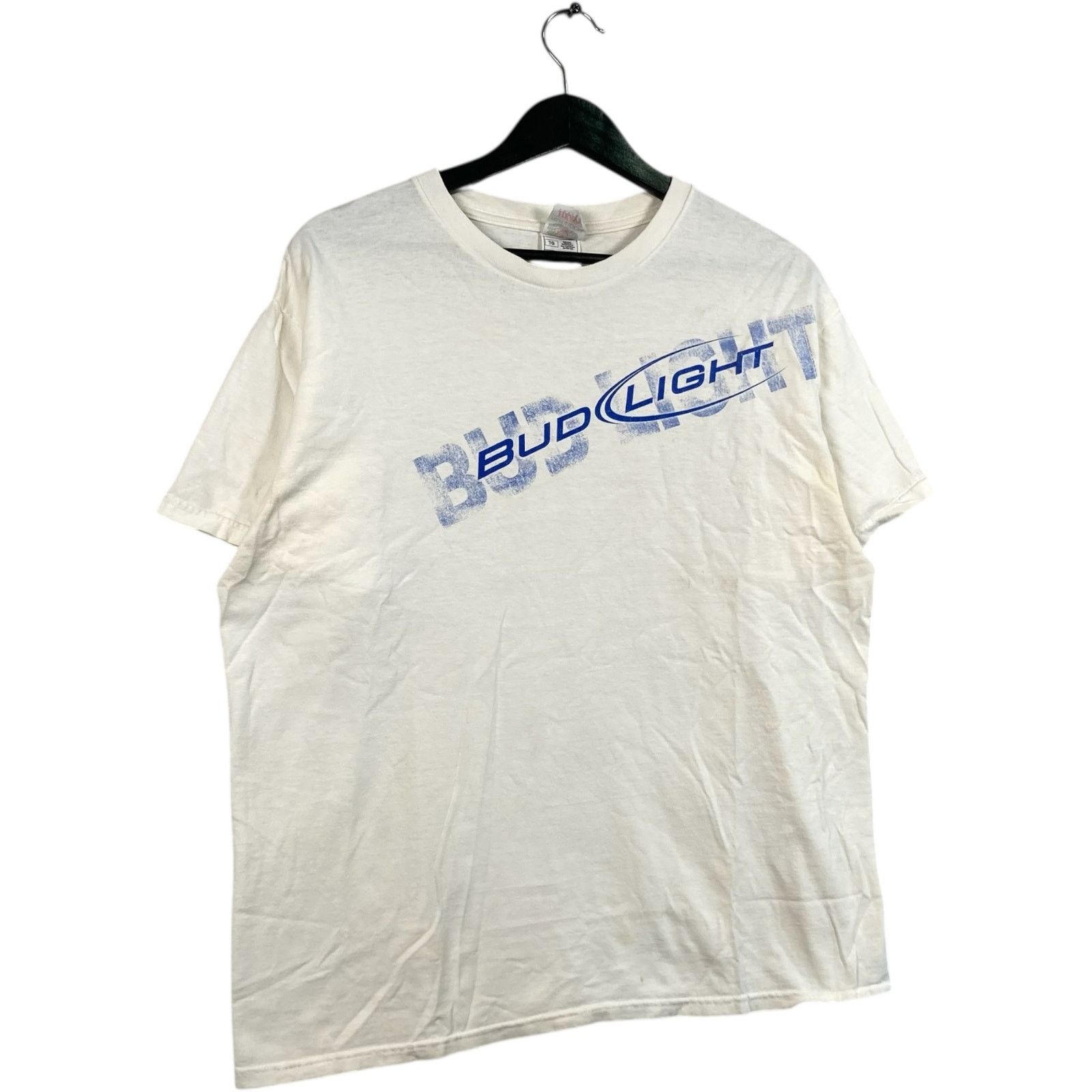 Fruit Of The Loom Vintage. Bud Light Chest Spellout Beer Promo Tee XL Size US XL / EU 56 / 4 - 4 Thumbnail