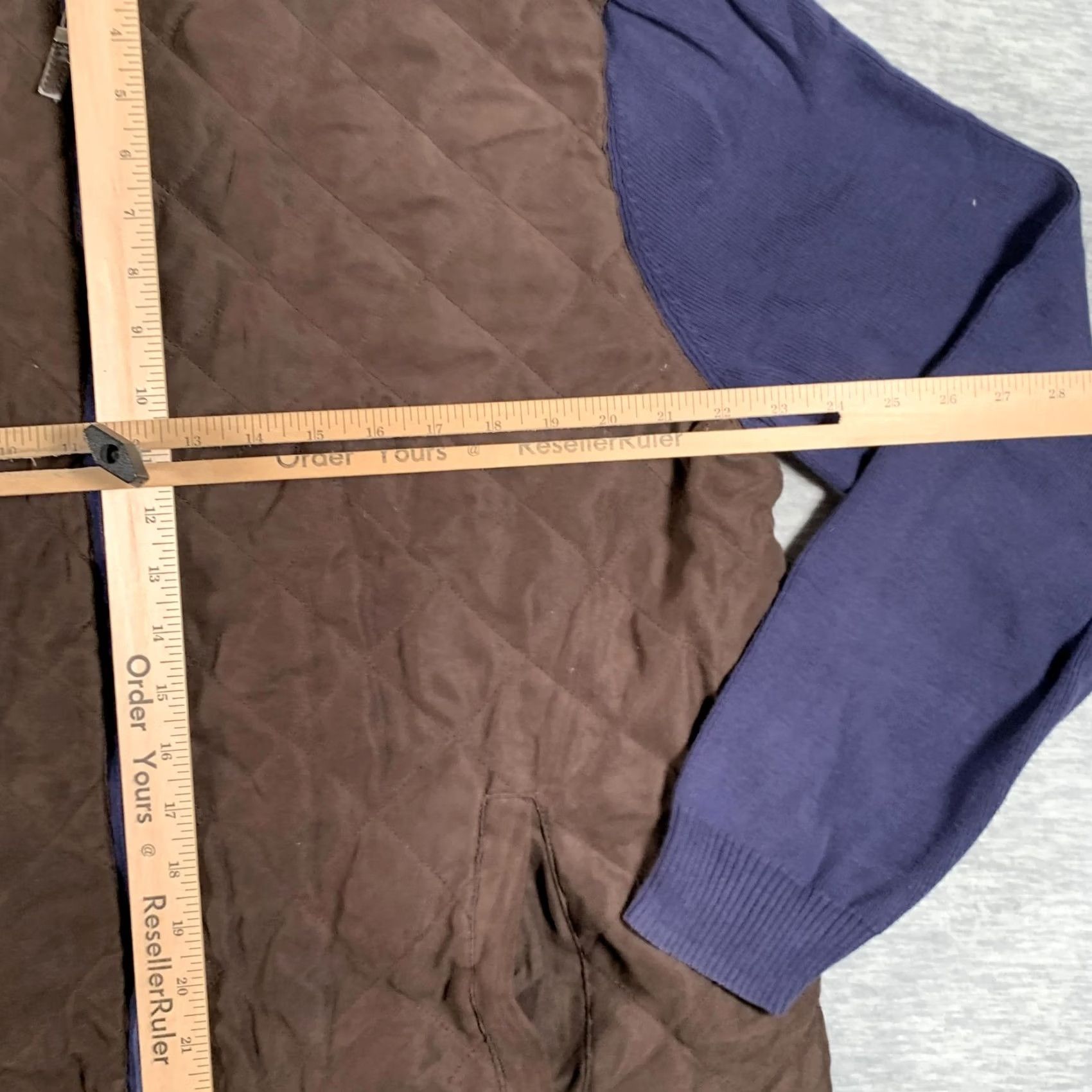 Tasso Elba Tasso Elba Mens Jacket XL Brown Navy Quilted Cotton Knit Bomber Size US XL / EU 56 / 4 - 6 Thumbnail