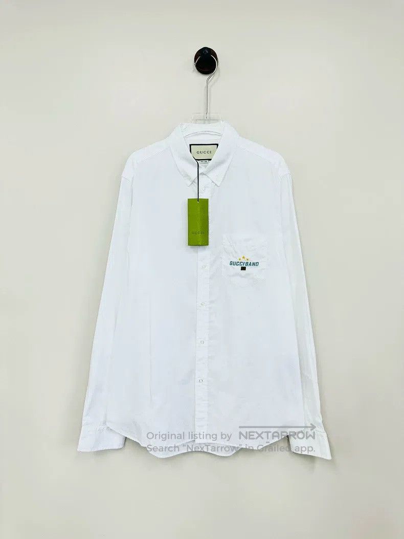 Gucci Gucci Size16 White embroidered letter logo shirt Size US M / EU 48-50 / 2 - 1 Thumbnail
