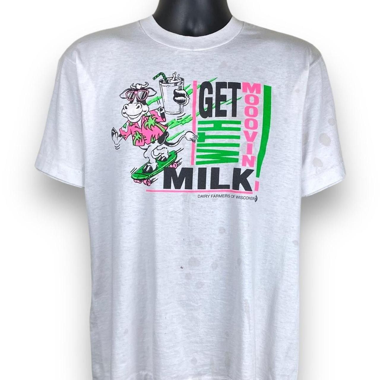 Vintage Vintage 90s Screen Stars Cow Milk Funny Gag Tee Tshirt Size US L / EU 52-54 / 3 - 1 Thumbnail