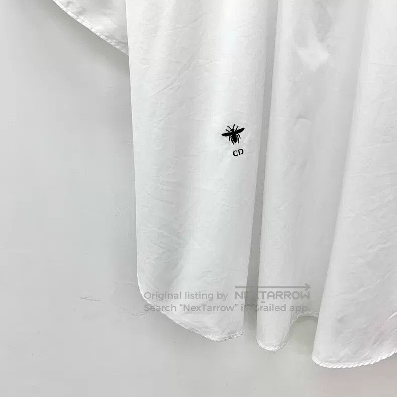 Dior Dior White bee embroidery cotton lapel short-sleeved shirt Size XS / US 0-2 / IT 36-38 - 4 Thumbnail