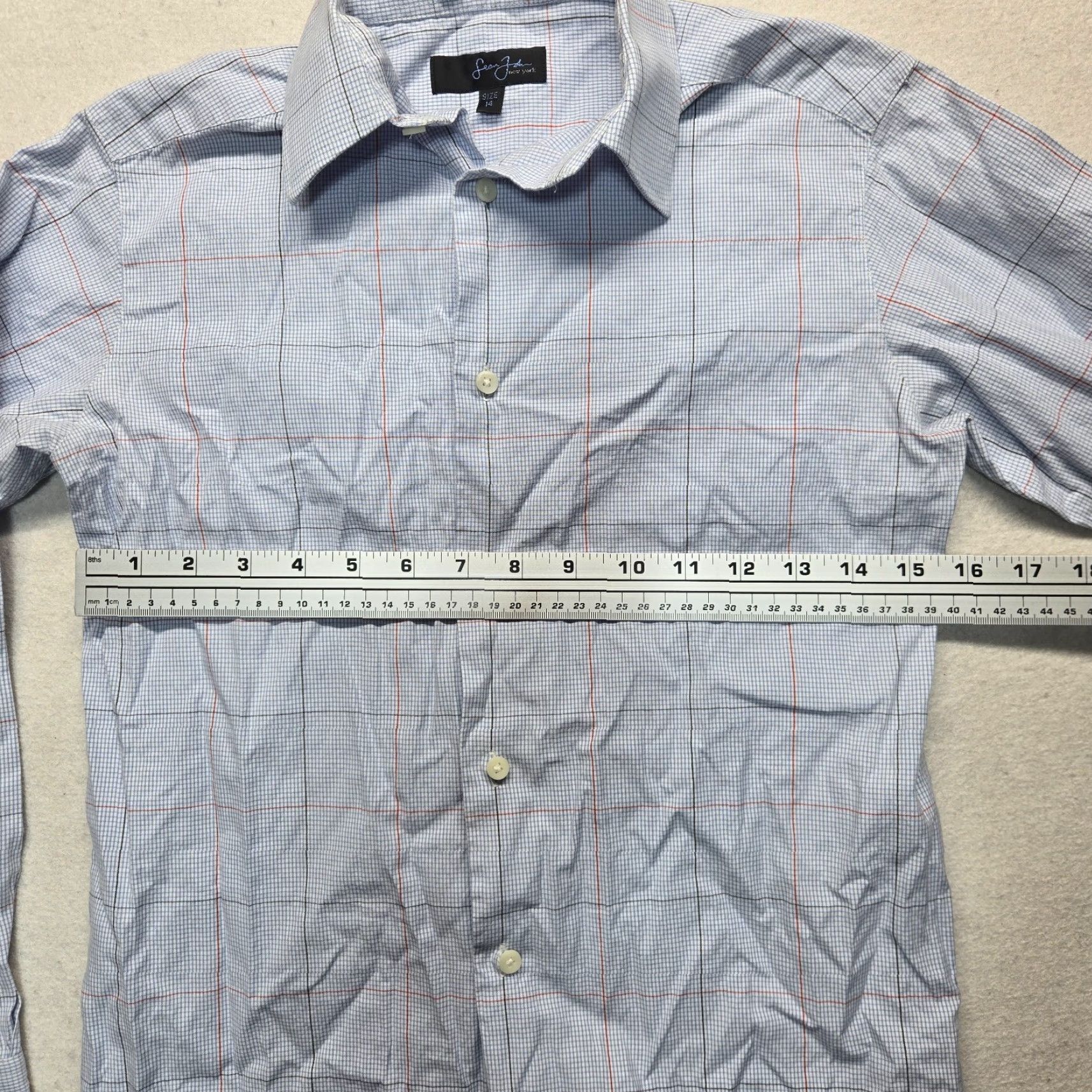 Sean John VINTAGE Sean John Collection New York Shirt Adult Male Size 14 Blue Check Short Sleeve Button-Down Casual Mens Size US S / EU 44-46 / 1 - 4 Thumbnail