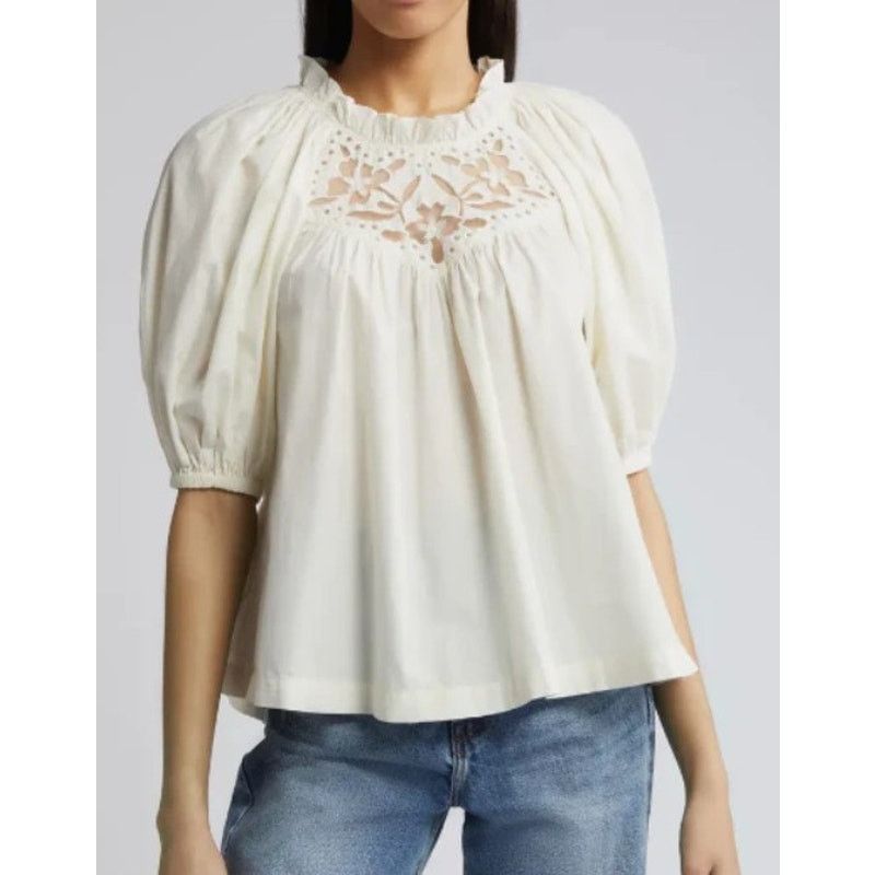 Cleobella Cleobella Women's Organic Cotton Ivory Baylor Blouse S Size S / US 4 / IT 40 - 2 Thumbnail