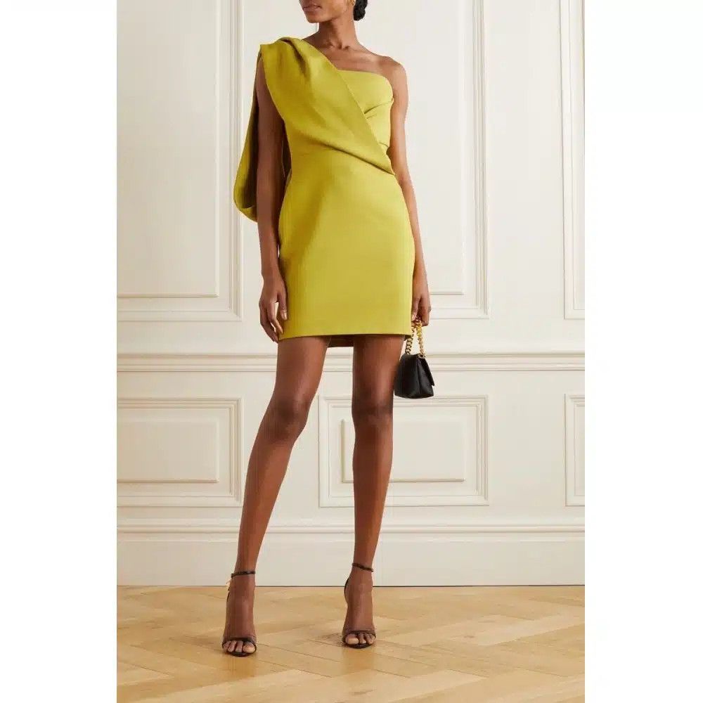 Tom Ford o1loc1c0625 AB3095 One Shoulder Mini Dress in Yellow Size XS / US 0-2 / IT 36-38 - 2 Thumbnail