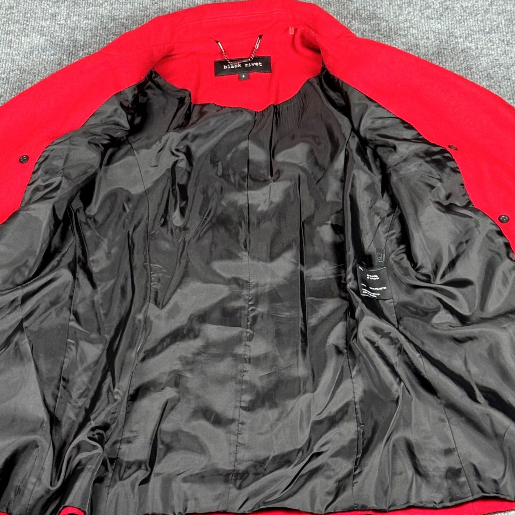 Vintage Black Rivet Pea Coat Jacket Women Wool Red Short Coat S Zip Pockets Lined City Chic Casual Size S / US 4 / IT 40 - 2 Thumbnail