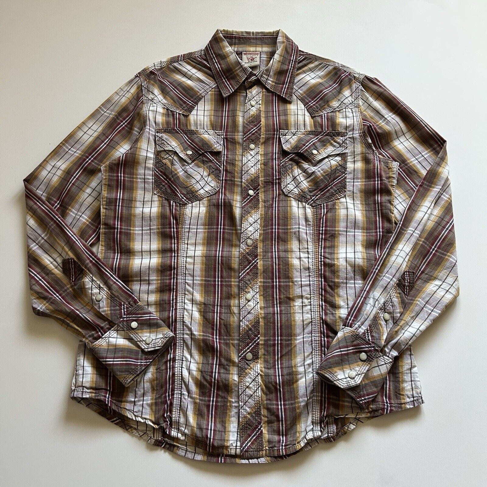 True Religion True Religion Long Sleeve Plaid Button Up Pearl Snap Shirt Size US L / EU 52-54 / 3 - 1 Thumbnail