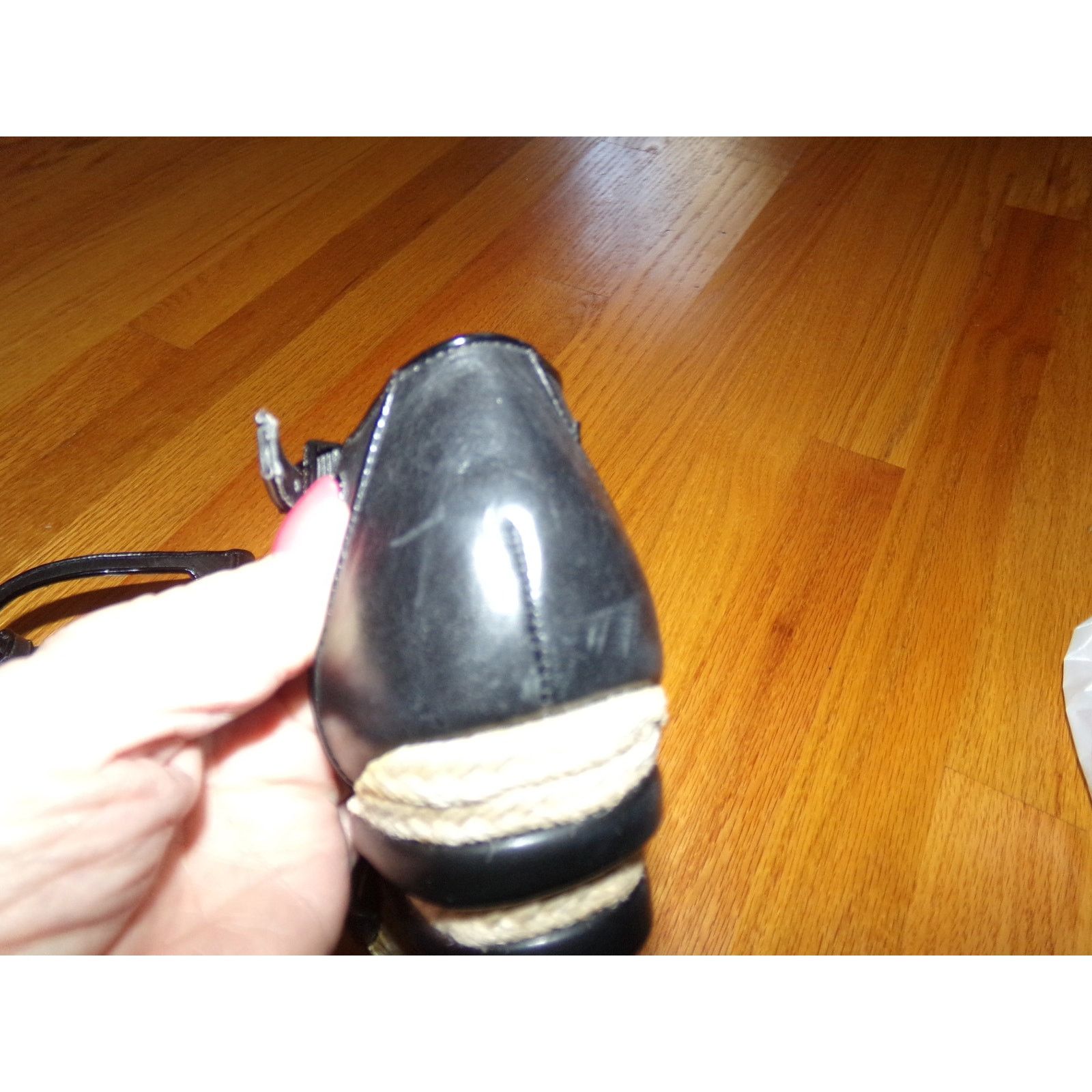 Gianni Valentino Gianni Bini black leather high wedge t strap sandals 7M Size US 7 / IT 37 - 5 Thumbnail