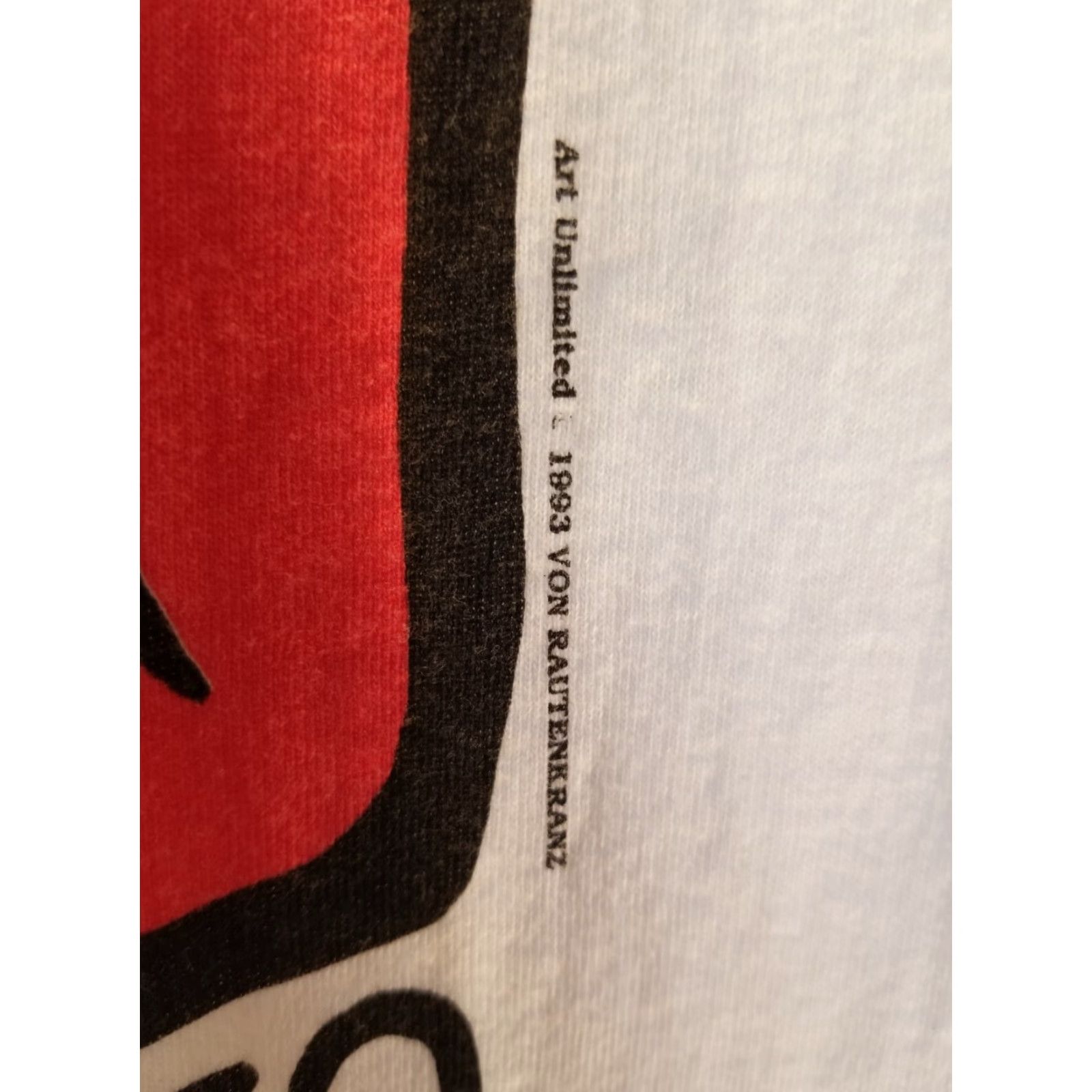 Fruit Of The Loom VINTAGE Fruit of the Loom T-Shirt White Cotton Crew Neck 93' MooseMito Moosequito Von Rautenkranz 2XL XX L Mens MENS Size US XXL / EU 58 / 5 - 4 Thumbnail