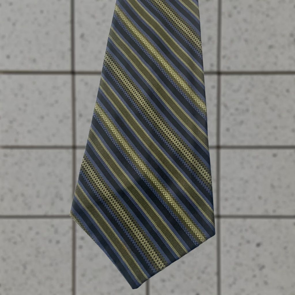 Vintage vtg 70s ExtraWide Necktie 5" Repp Kipper Tie Specially Handmade by Doris 5.25x60 green blue gray Men Tie Vintage 70s Extras Wide Slim 60" Cap Vs Size ONE SIZE - 1 Thumbnail