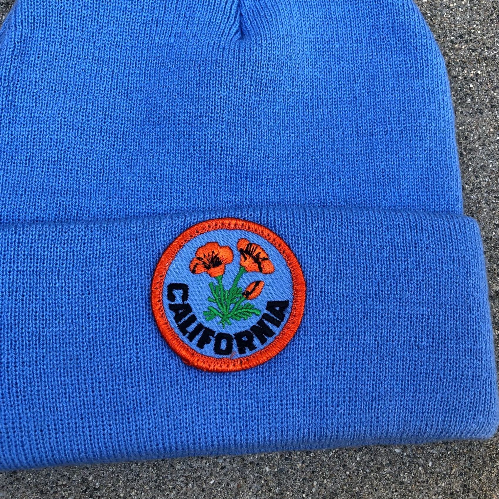 Omega MEGA CAPS CALIFORNIA Flower Patch Cuffed Beanie Hat Men's One Size Blue Ribbed Size ONE SIZE - 2 Thumbnail