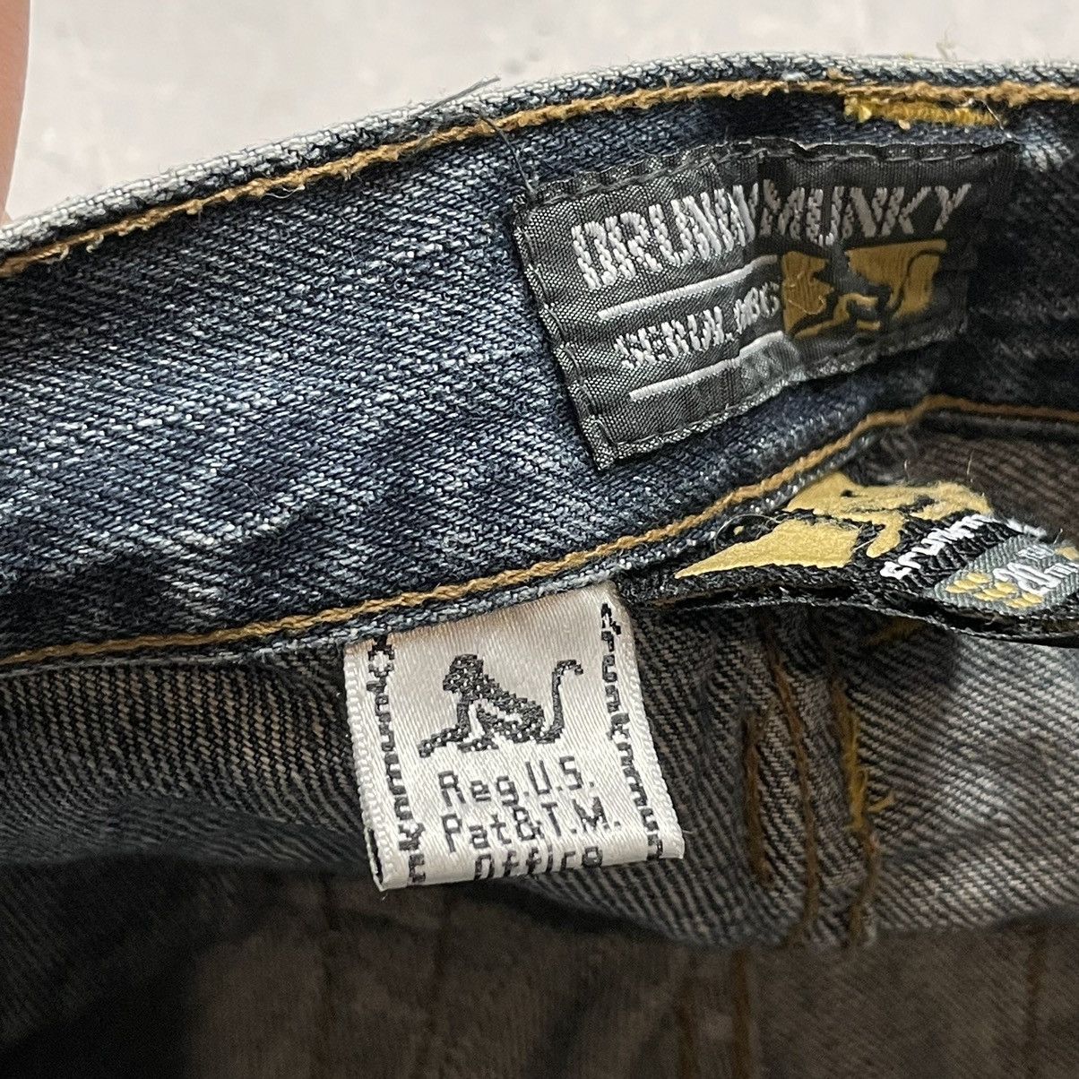 DrunknMunky × Vintage Drunkn Munky Spellout Embroidered Jeans Baggy Jeans size L Size US 36 / EU 52 - 11 Thumbnail