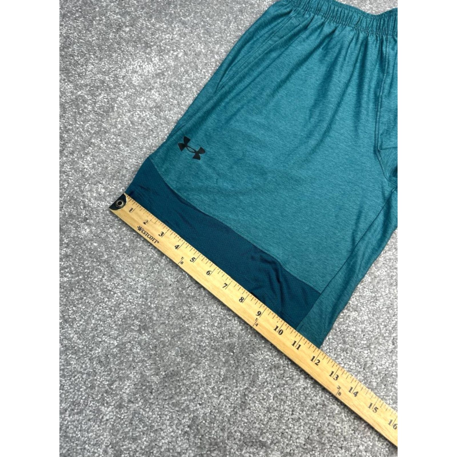 Under Armour Under Armour Train Shorts Mens Medium Green Logo Stretch Breathable Pockets Drawstring Regular Fit 9in Inseam Size US 31 - 4 Thumbnail