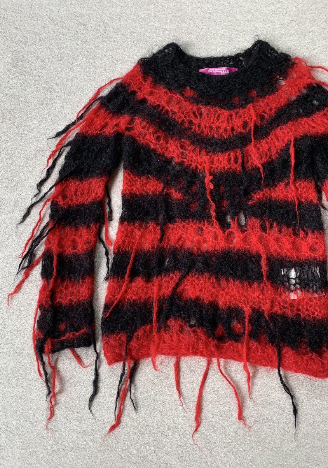 Junya Watanabe AW05 Junya Watanabe Mohair Loose Gauge Stripe Fringe Knit Size US M / EU 48-50 / 2 - 2 Thumbnail