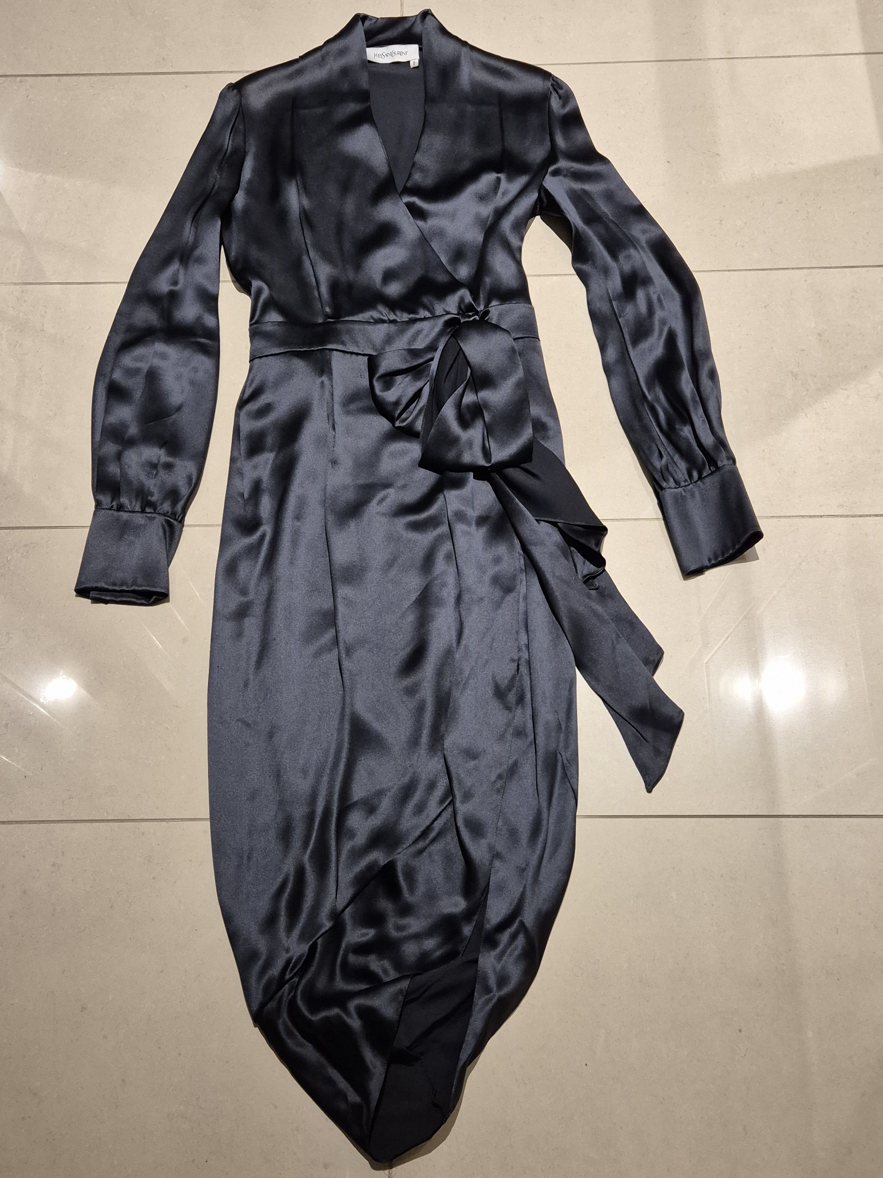 Yves Saint Laurent YSL dark green silk dress, c2014 Size XS / US 0-2 / IT 36-38 - 4 Thumbnail