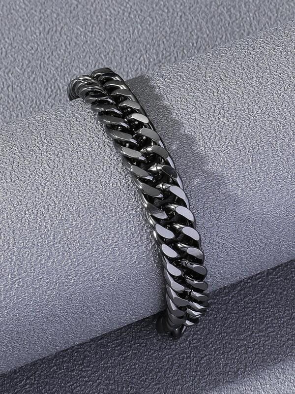 Archival Clothing x Jewelry Silver Bracelet Minimalist 925 Silver Hiphop Bracelet in Black, Men's