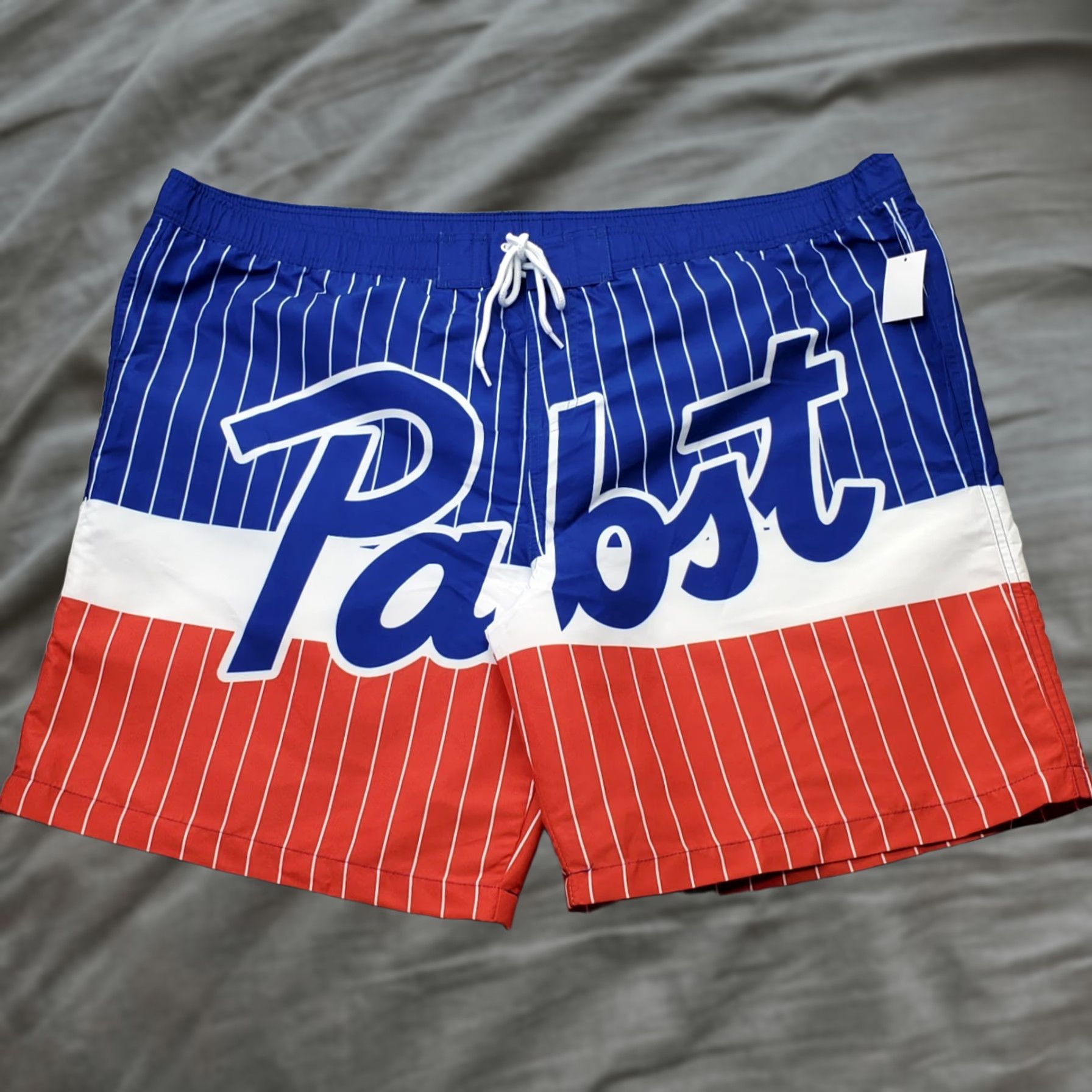 Vintage Pabst Blue Ribbon Mens XX Lined Striped Swim Trunks Bottom Bottom Size US 39 - 1 Thumbnail