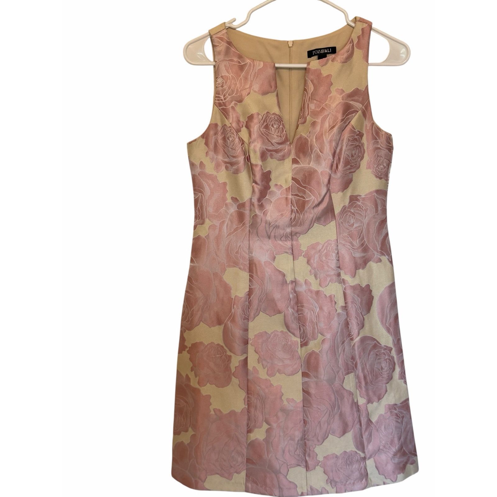 Other Pink Cream V-Neck Sleeveless Formal Pocketed Midi Dress Size XS / US 0-2 / IT 36-38 - 3 Thumbnail