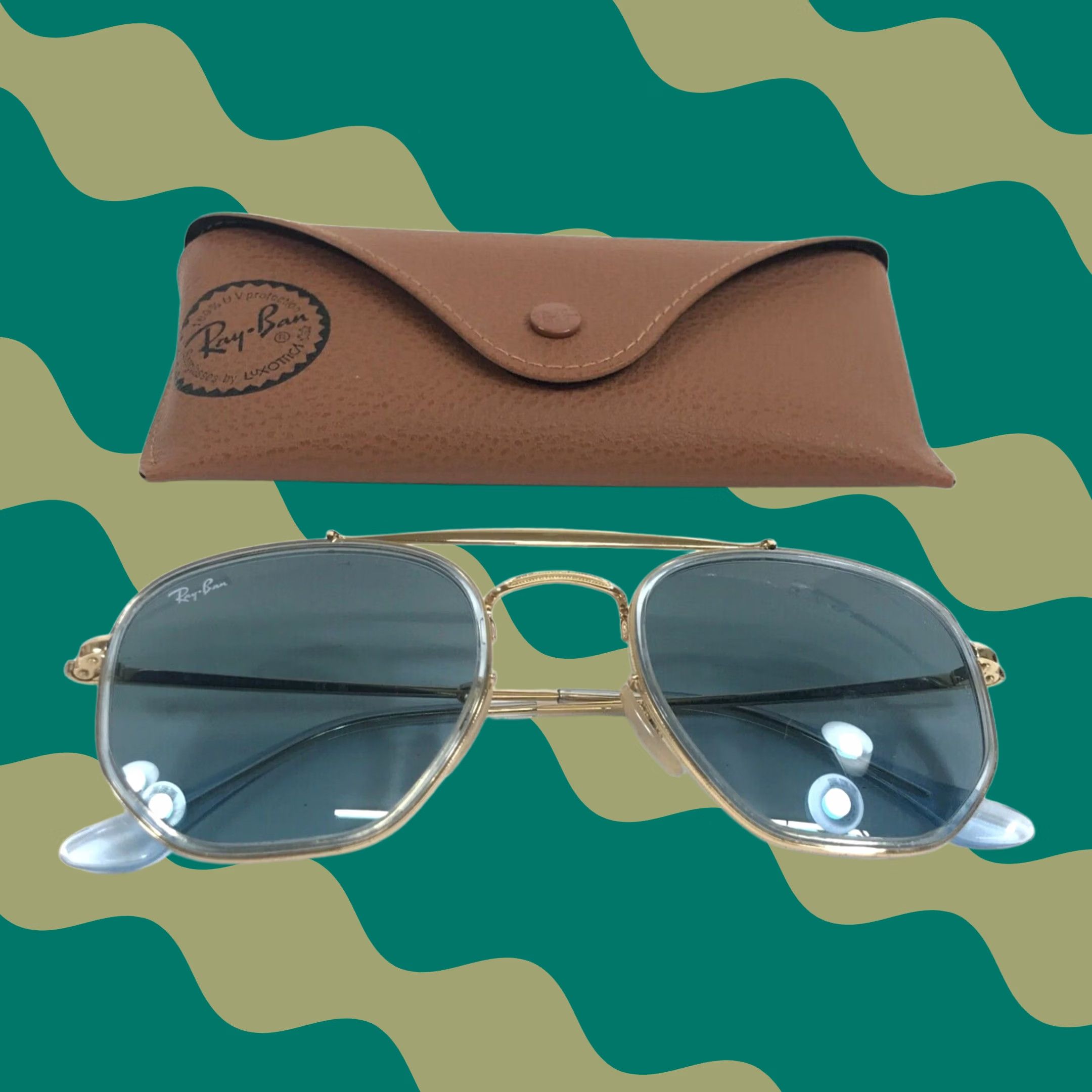 Vintage Ray-Ban Sunglasses Aviator Gold Blue Lenses THE  display picture 1