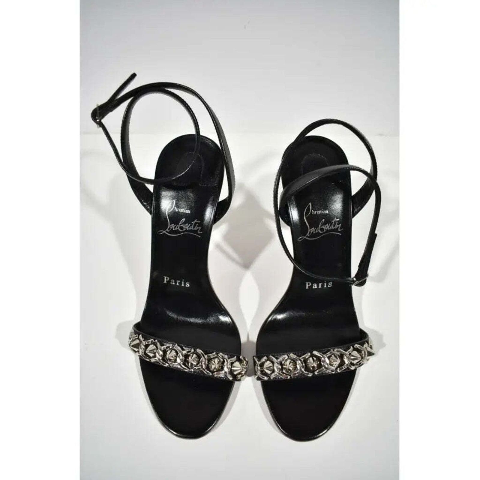 Christian Louboutin Loubigirl Chain 100 Black Ankle Strap Sandal Heel Pump 35.5 Size US 5.5 / IT 35.5 - 7 Thumbnail